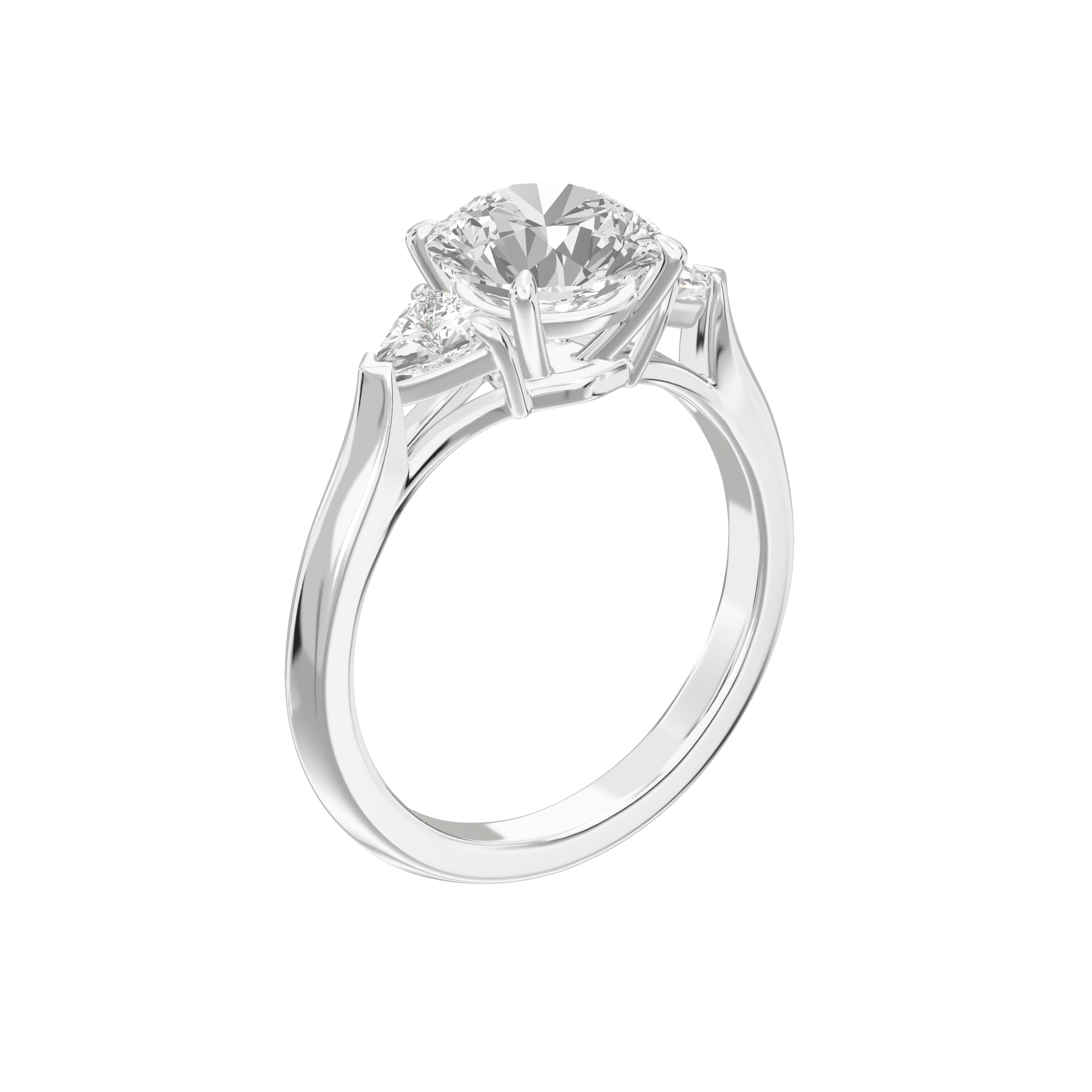 Eve Round Brilliant Claw Prong Three-Stone Ring