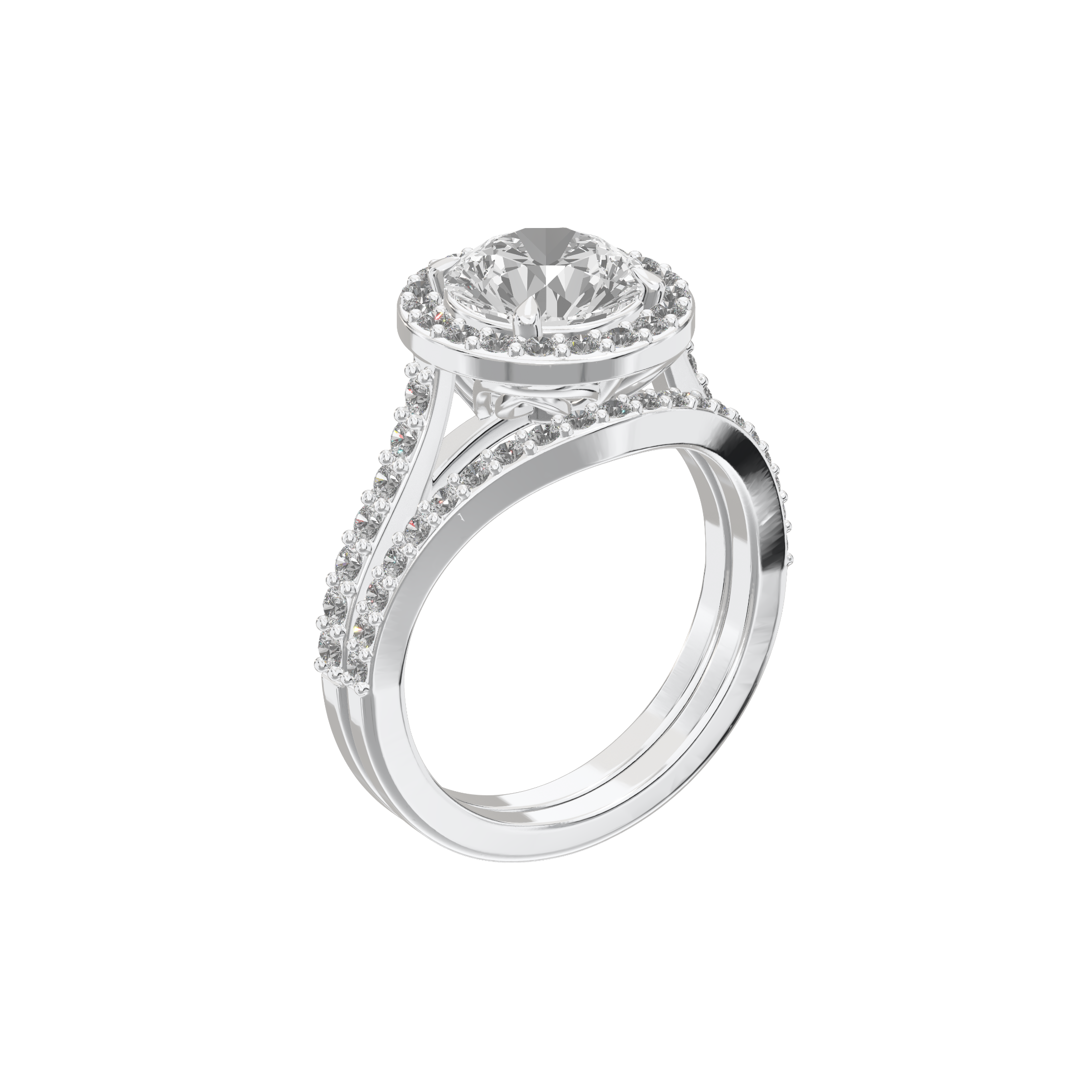 Iris Round Accented Halo Bridal Set