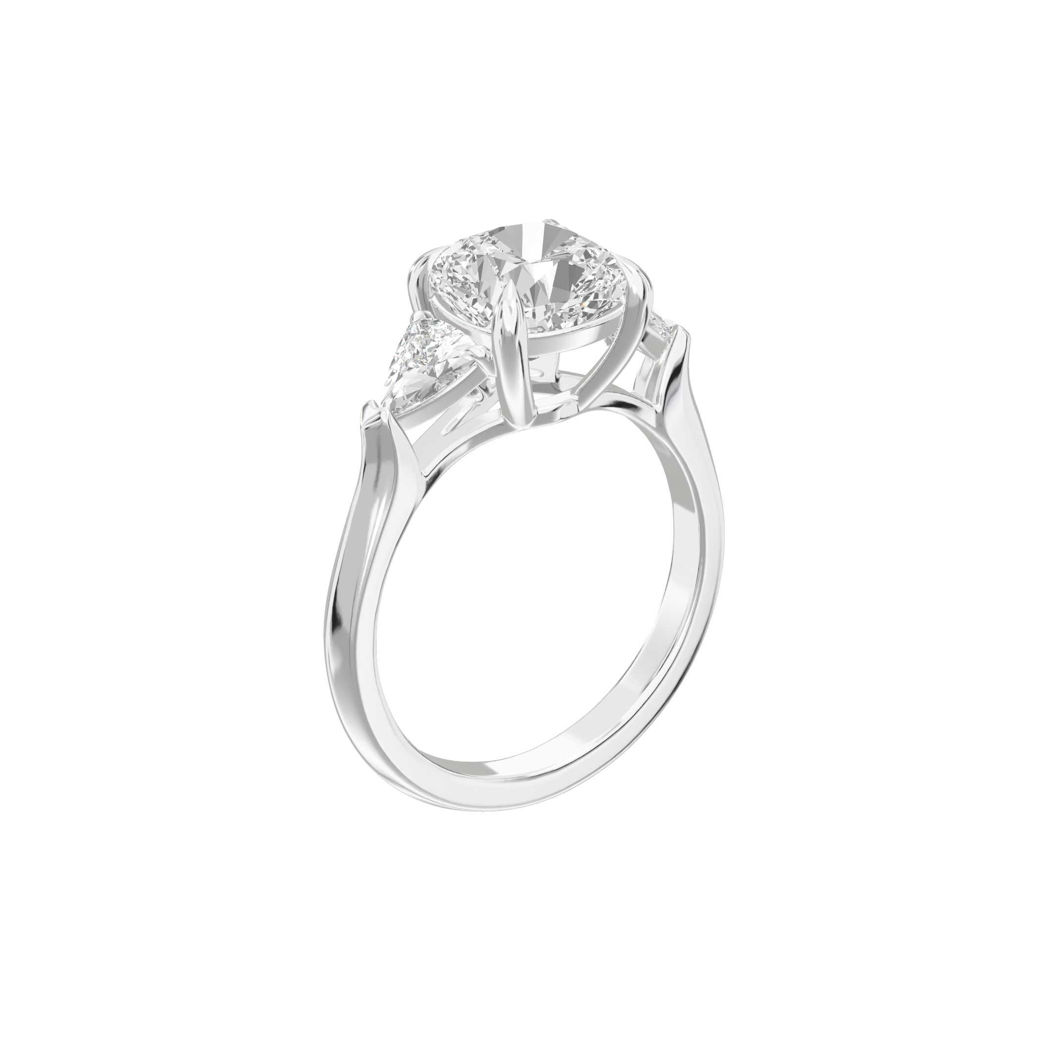Eve Cushion Claw Prong Three-Stone Ring