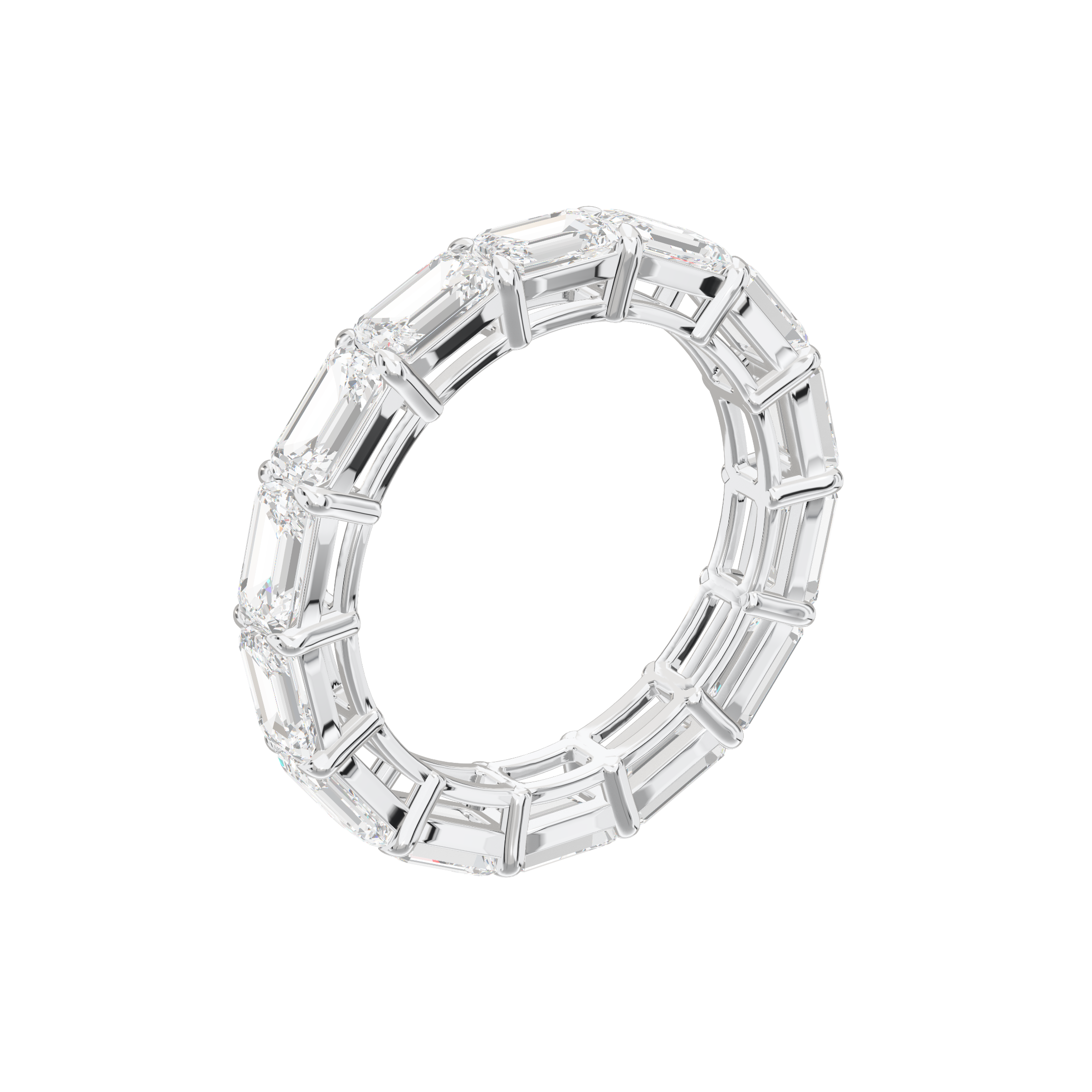 Eve Emerald East-West Basket Eternity Band