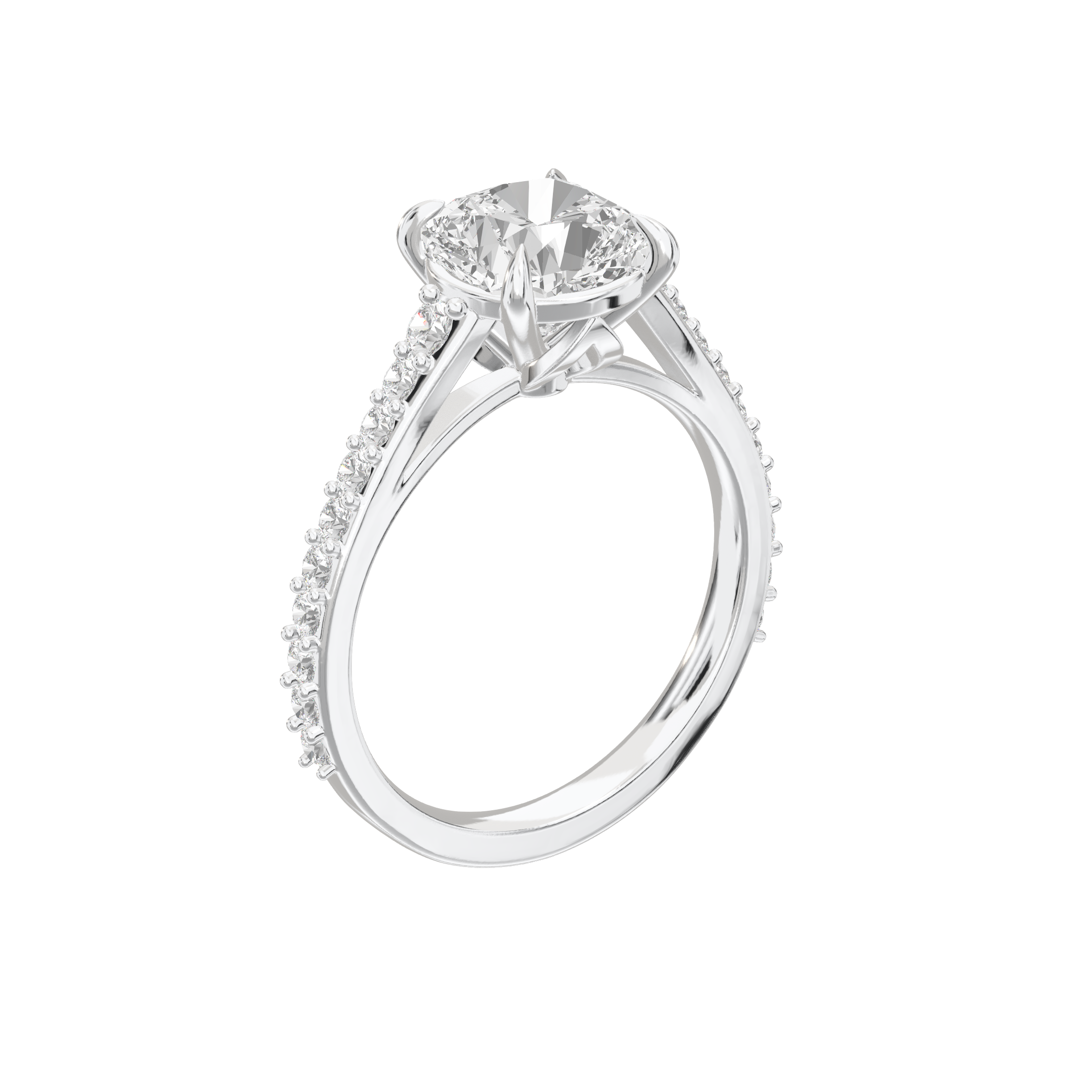 Eve Cushion Graduated Side-Stone Engagement Ring