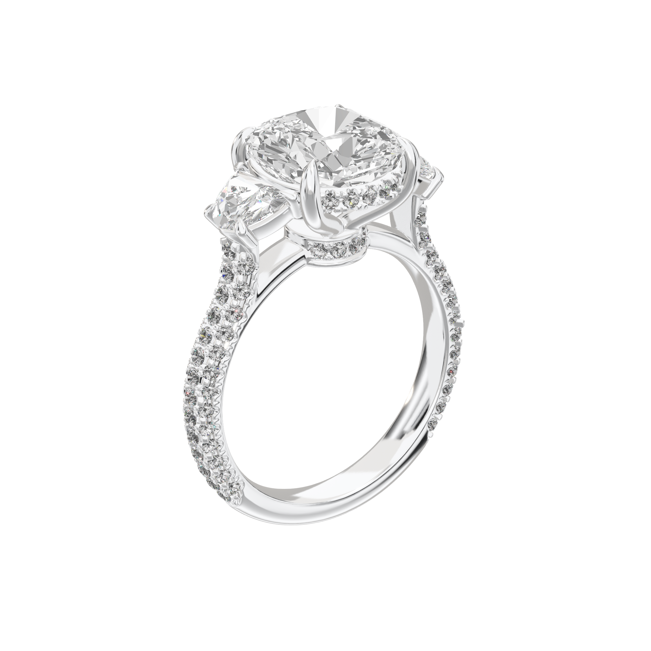 Lume Cushion Three-Stone Ring