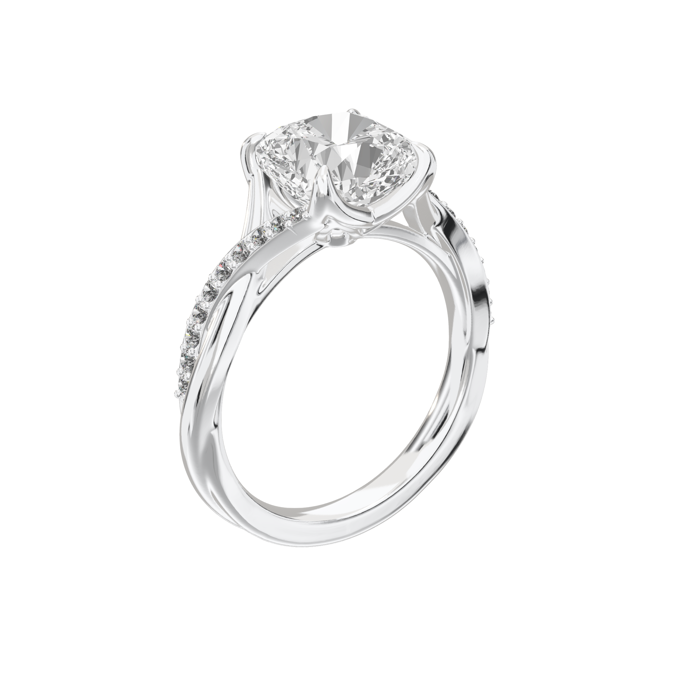 Eve Cushion Twisted Side-Stone Engagement Ring