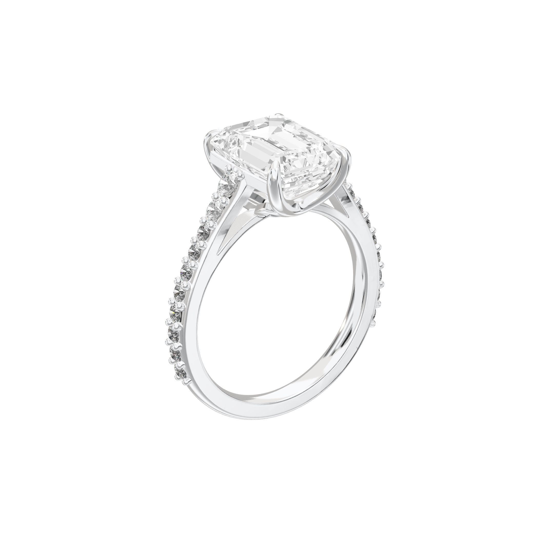 Eve Emerald Graduated Side-Stone Engagement Ring