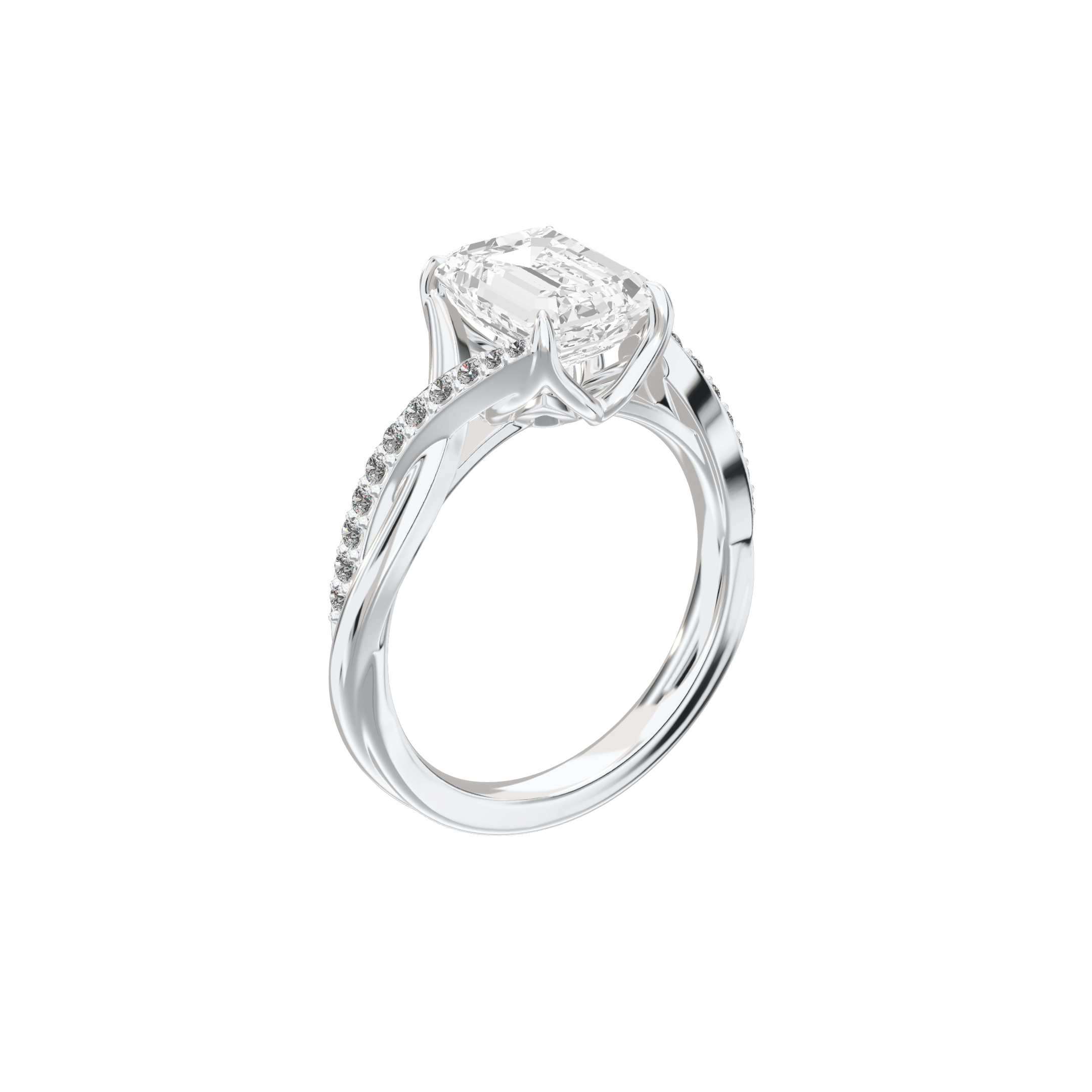 Eve Emerald Twisted Side-Stone Engagement Ring