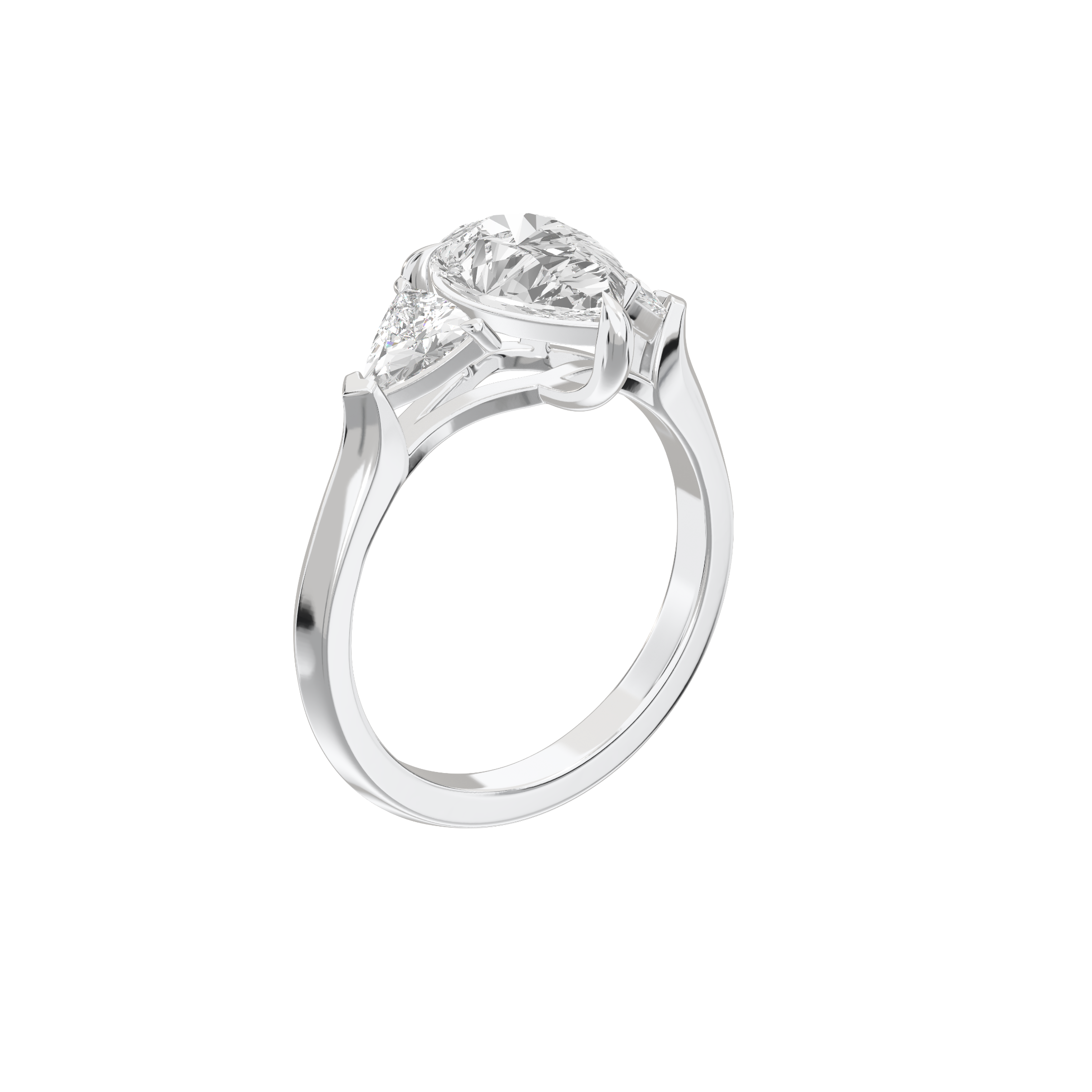 Eve Pear Claw Prong Three-Stone Ring