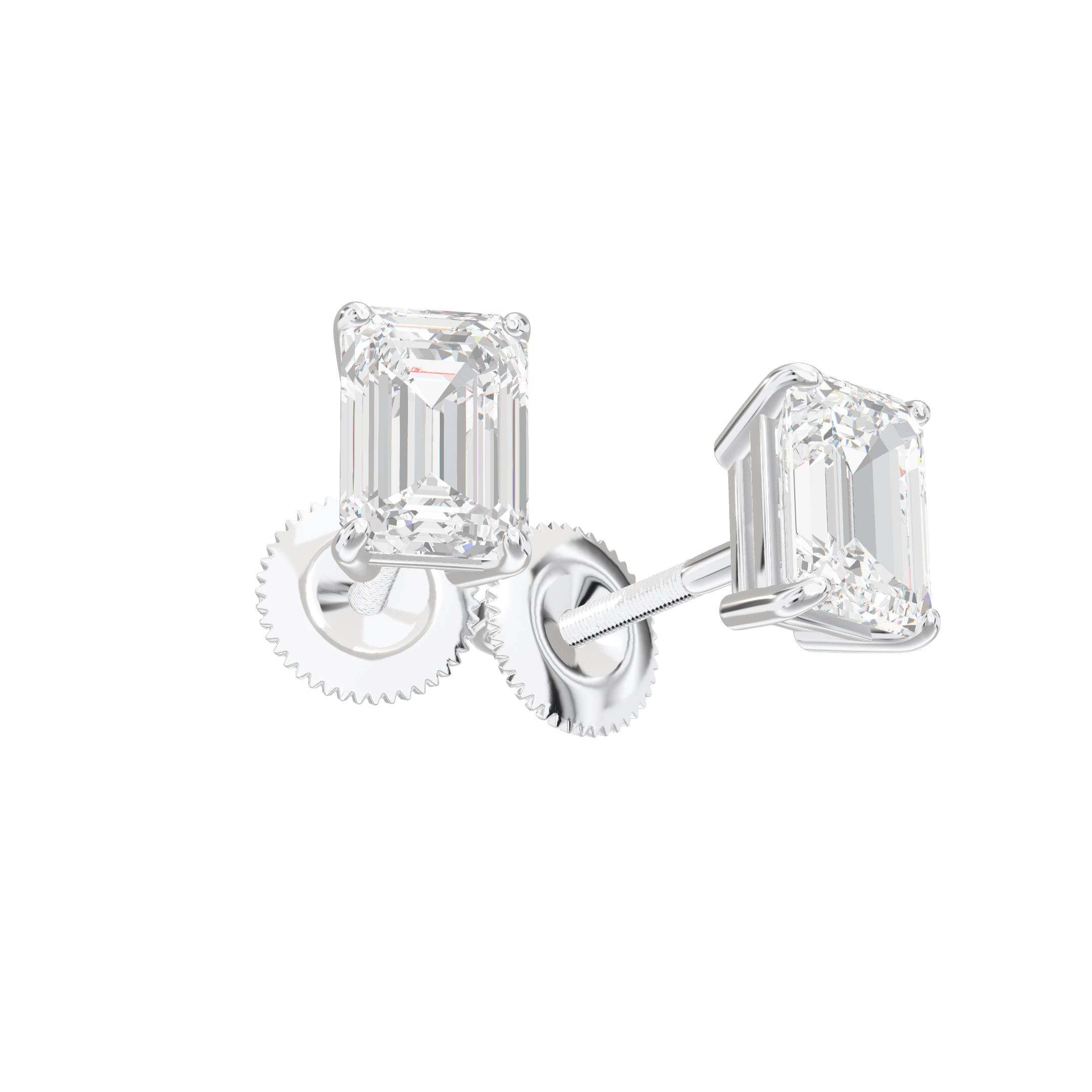 Eve Emerald Radiant Four-Prong Basket Stud 1 ct