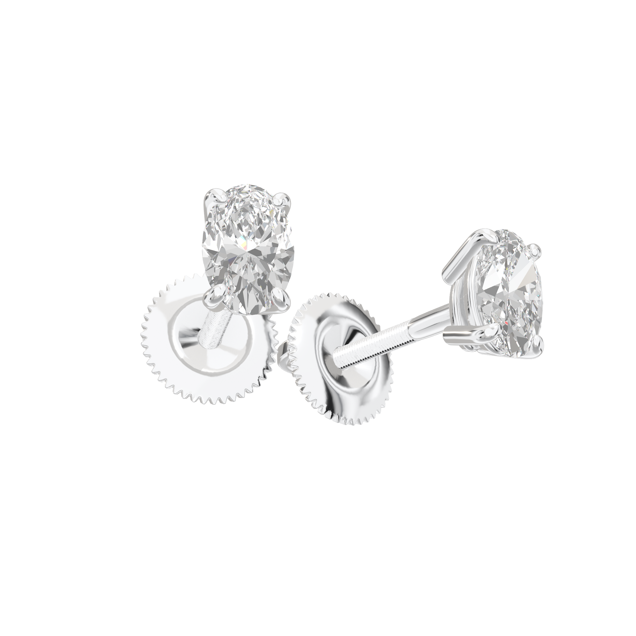 Eve Oval Radiant Four-Prong Basket Stud 0.5 ct