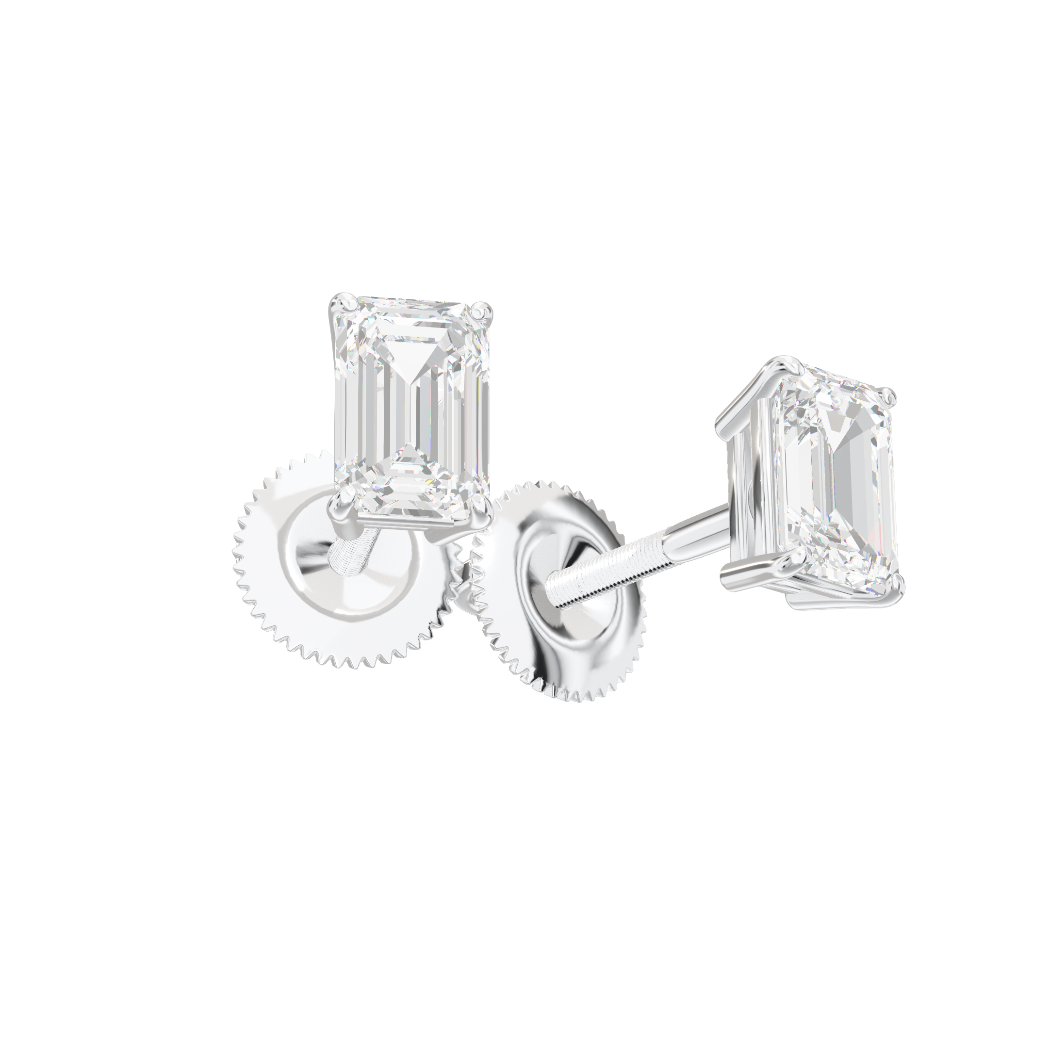 Eve Emerald Radiant Four-Prong Basket Stud 0.5 ct