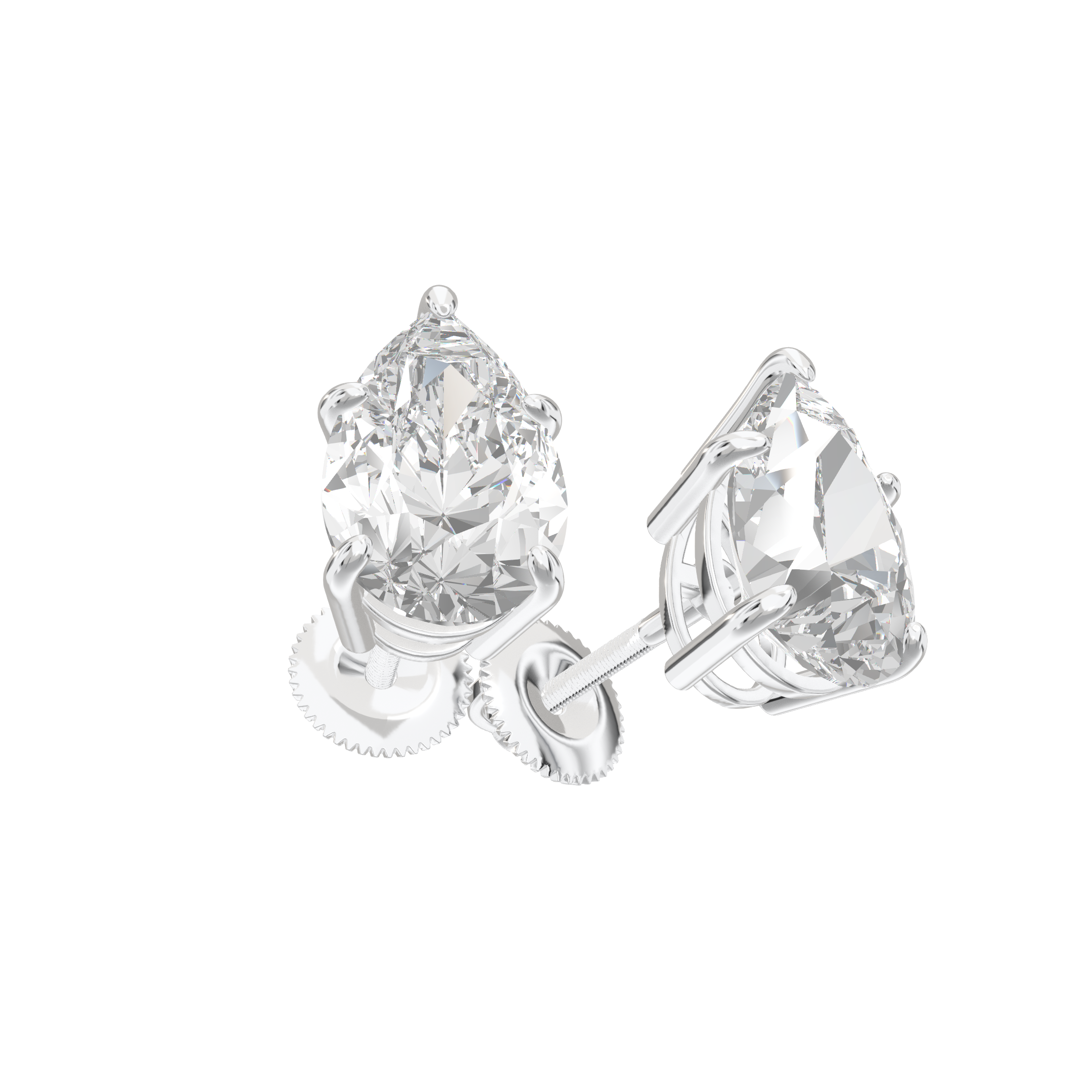 Eve Pear Radiant Three-Prong Martini Stud 3 ct