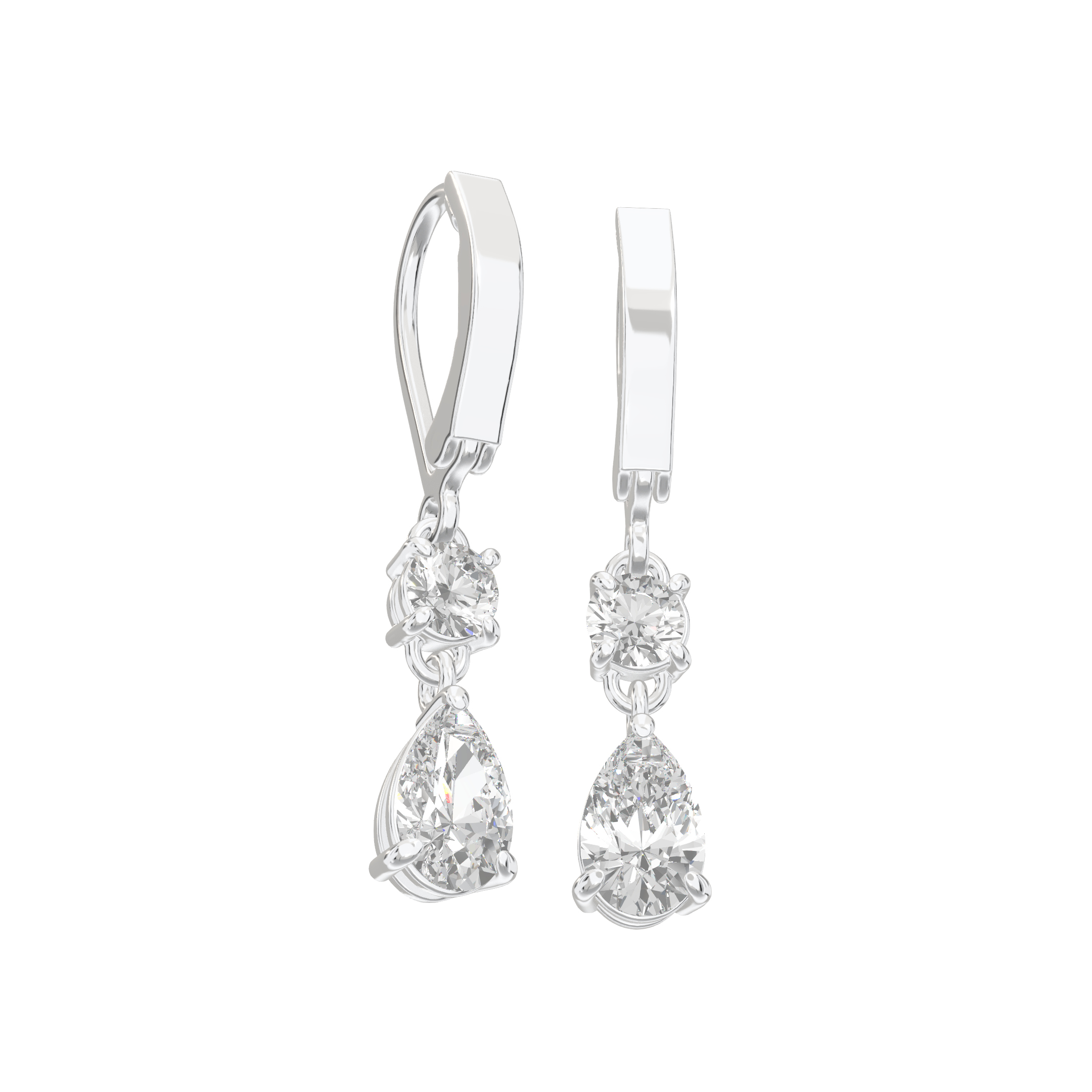 Aria Two Stone Classic Lback Drop Earrings