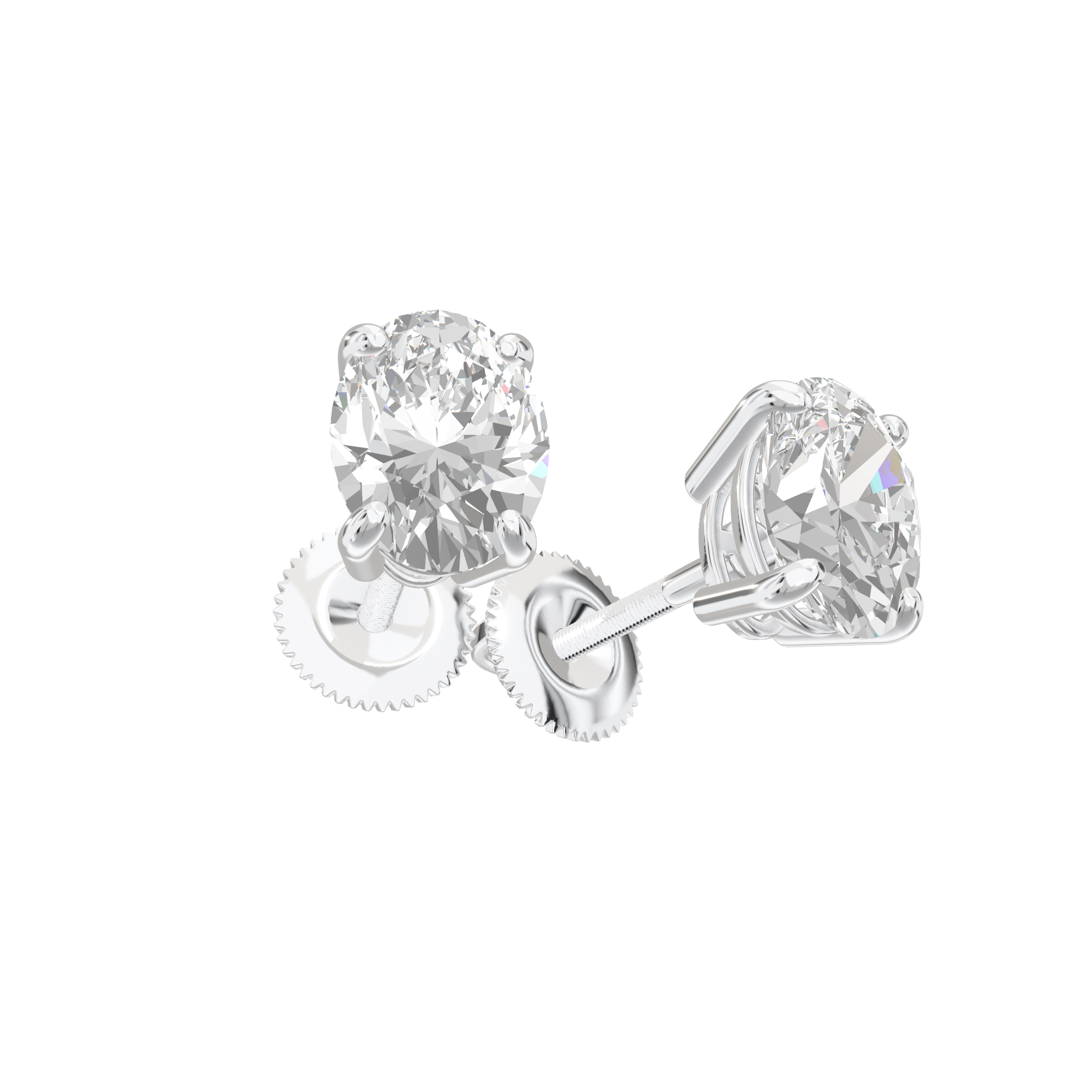 Eve Oval Radiant Four-Prong Basket Stud 2 ct