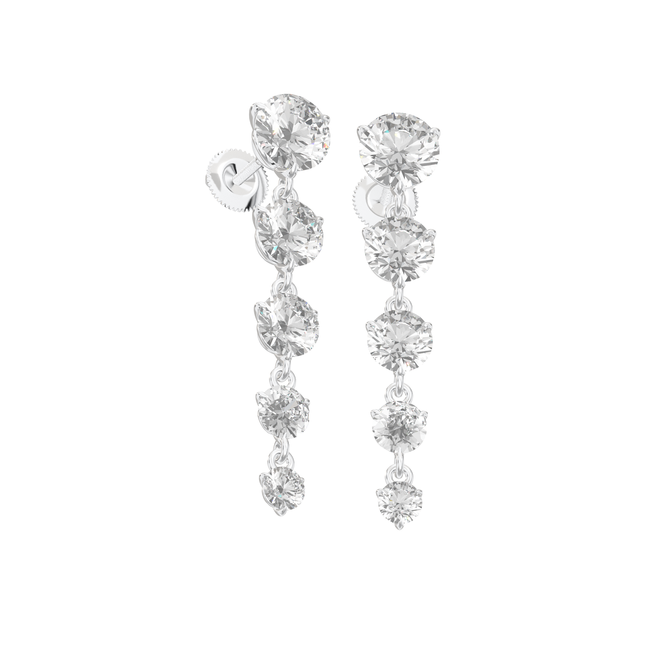 Aria Round Brilliant Five-Stone Graduated Drop Earrings