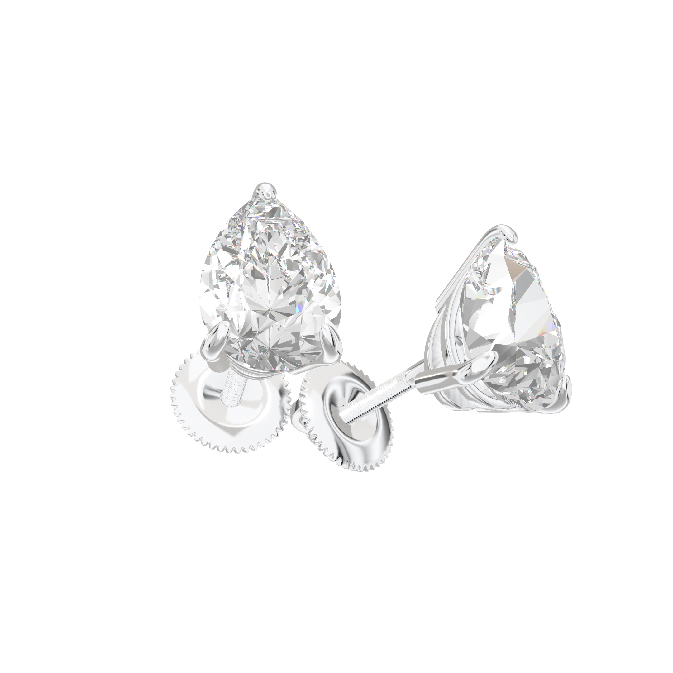 Eve Pear Radiant Three-Prong Martini Stud 2 ct