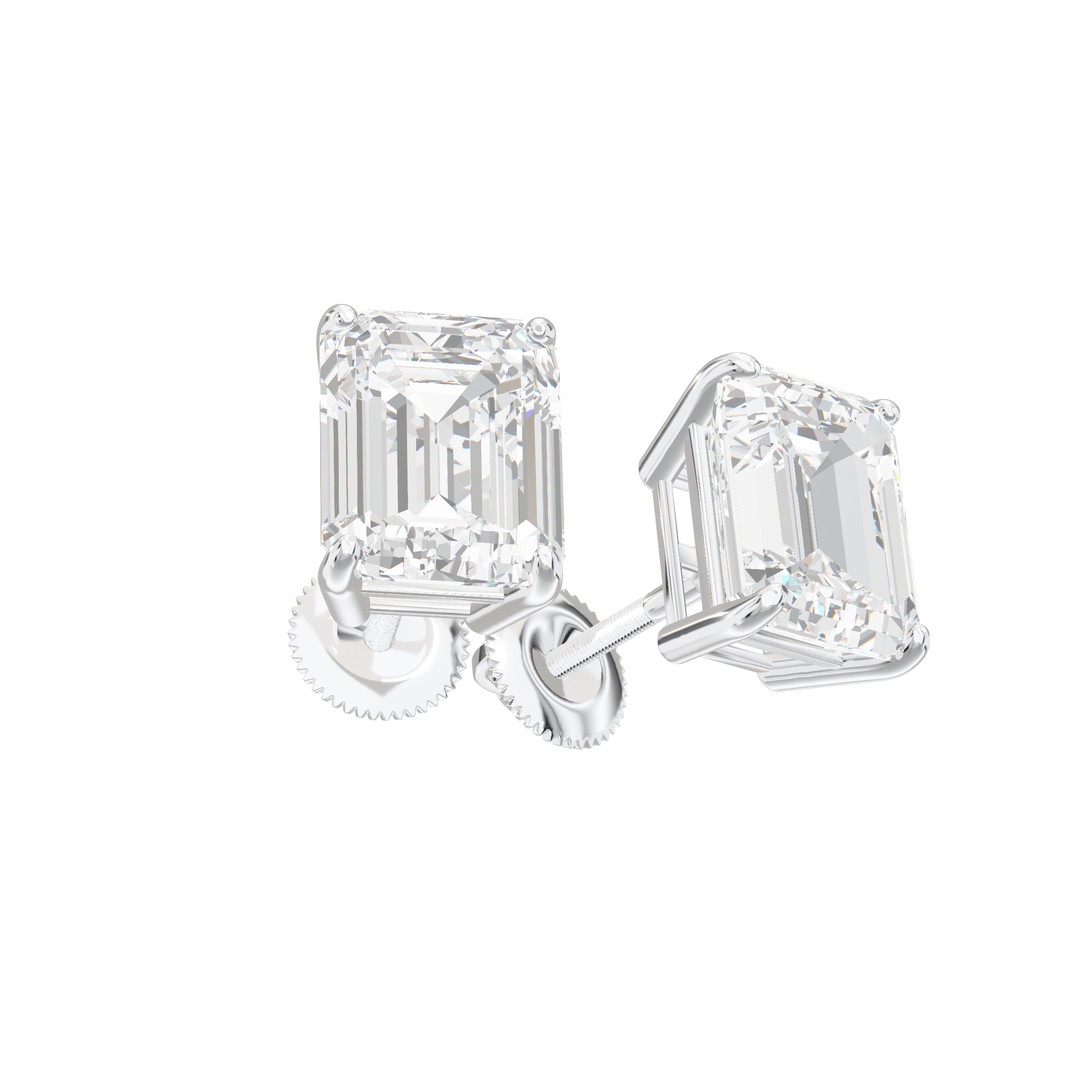 Eve Emerald Radiant Four-Prong Basket Stud 3 ct