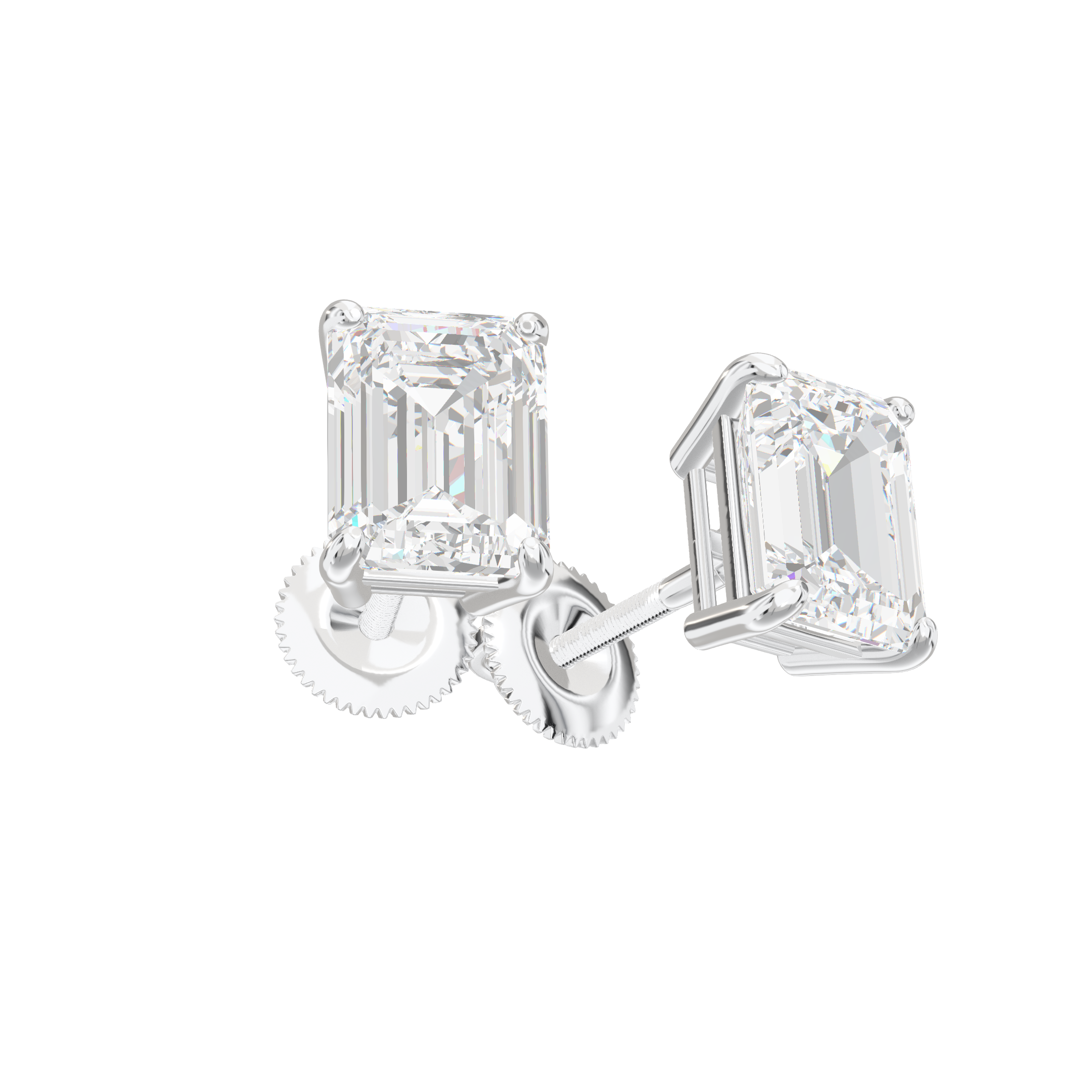 Eve Emerald Radiant Four-Prong Basket Stud 2 ct