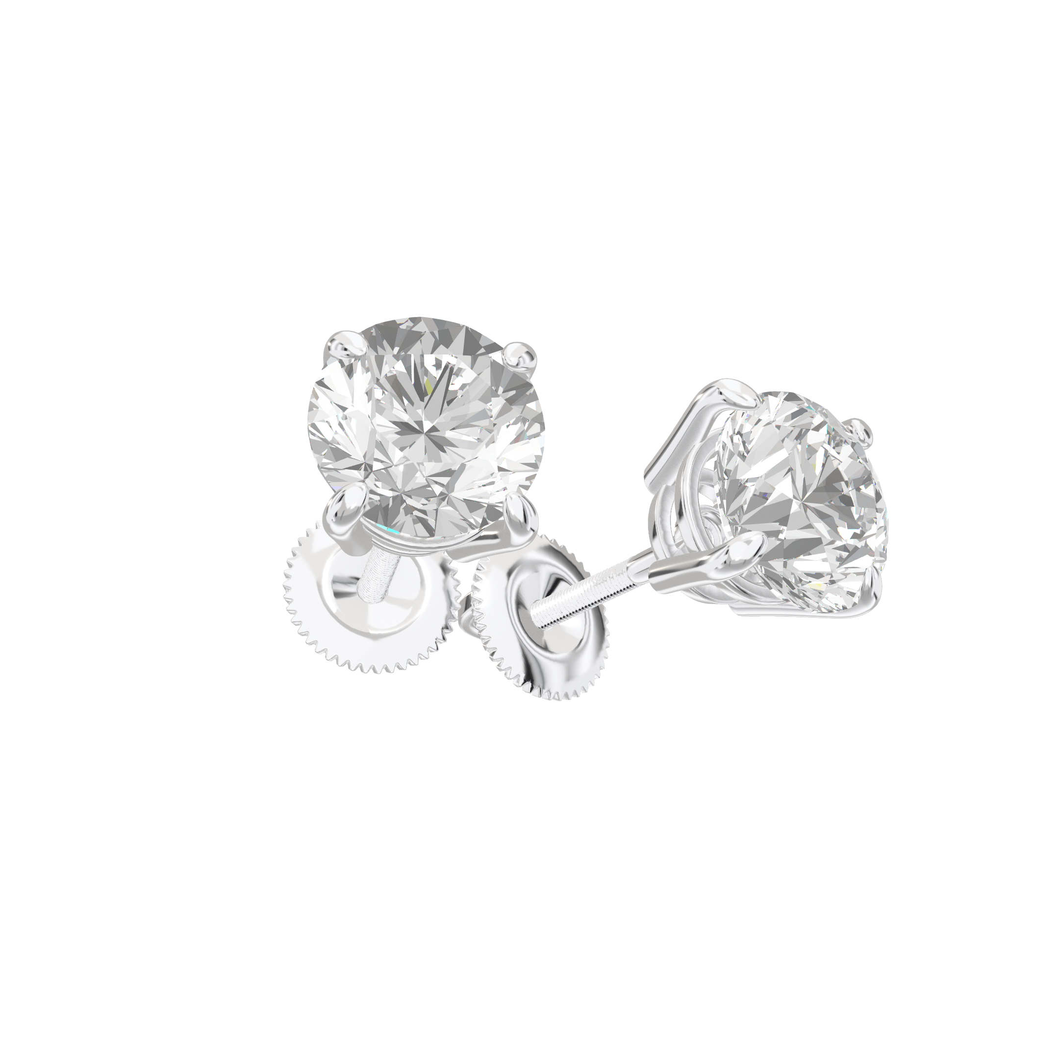 Eve Round Brilliant Four-Prong Basket Stud 2 ct