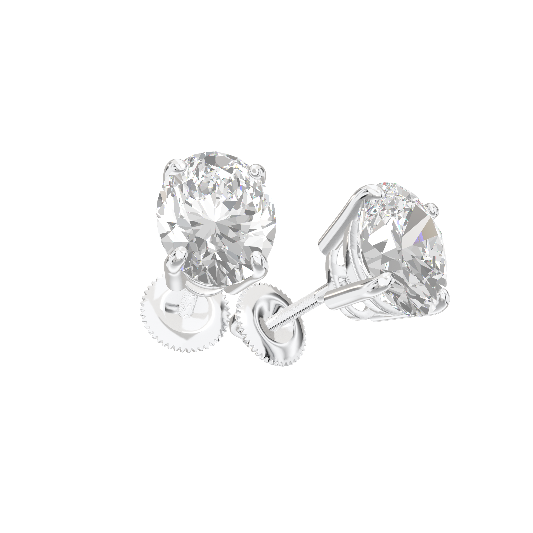 Eve Oval Radiant Four-Prong Basket Stud 3 ct