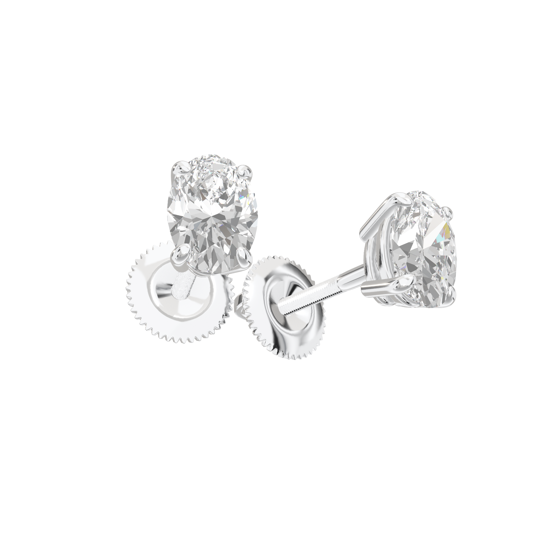 Eve Oval Radiant Four-Prong Basket Stud 1 ct