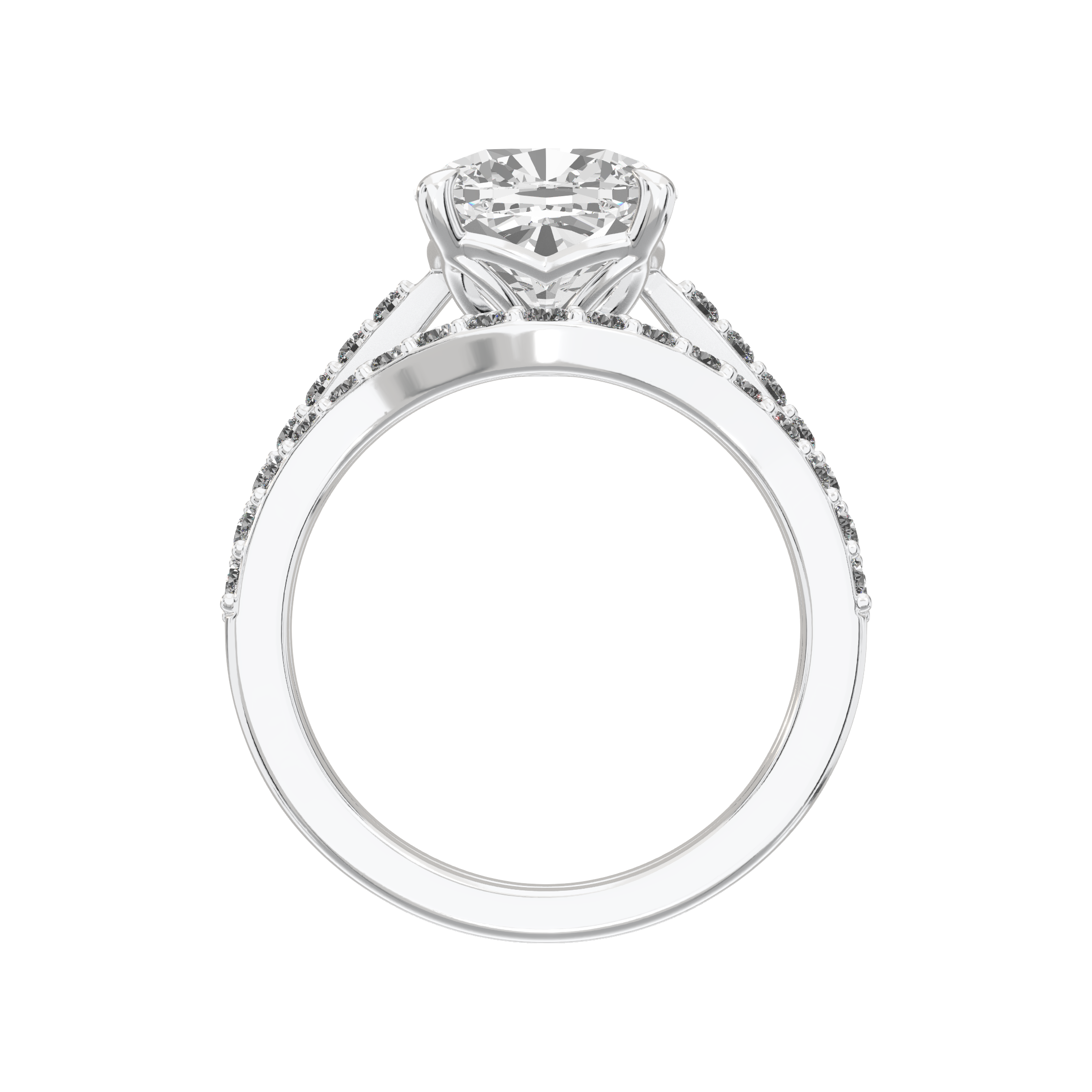 Eve Cushion Sleek Stylish Side-Stone Bridal Set