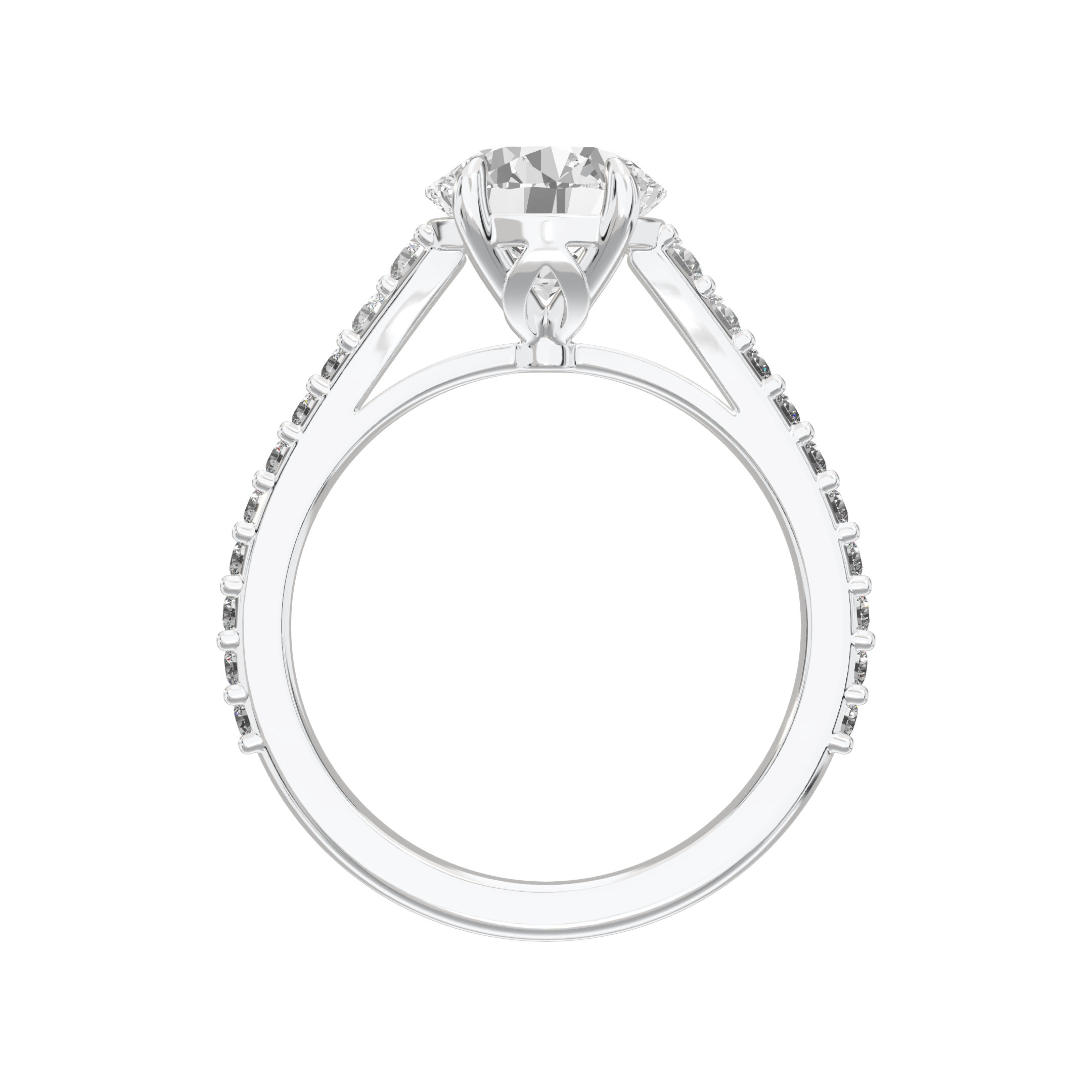 Eve Round Graduated Side-Stone Engagement Ring