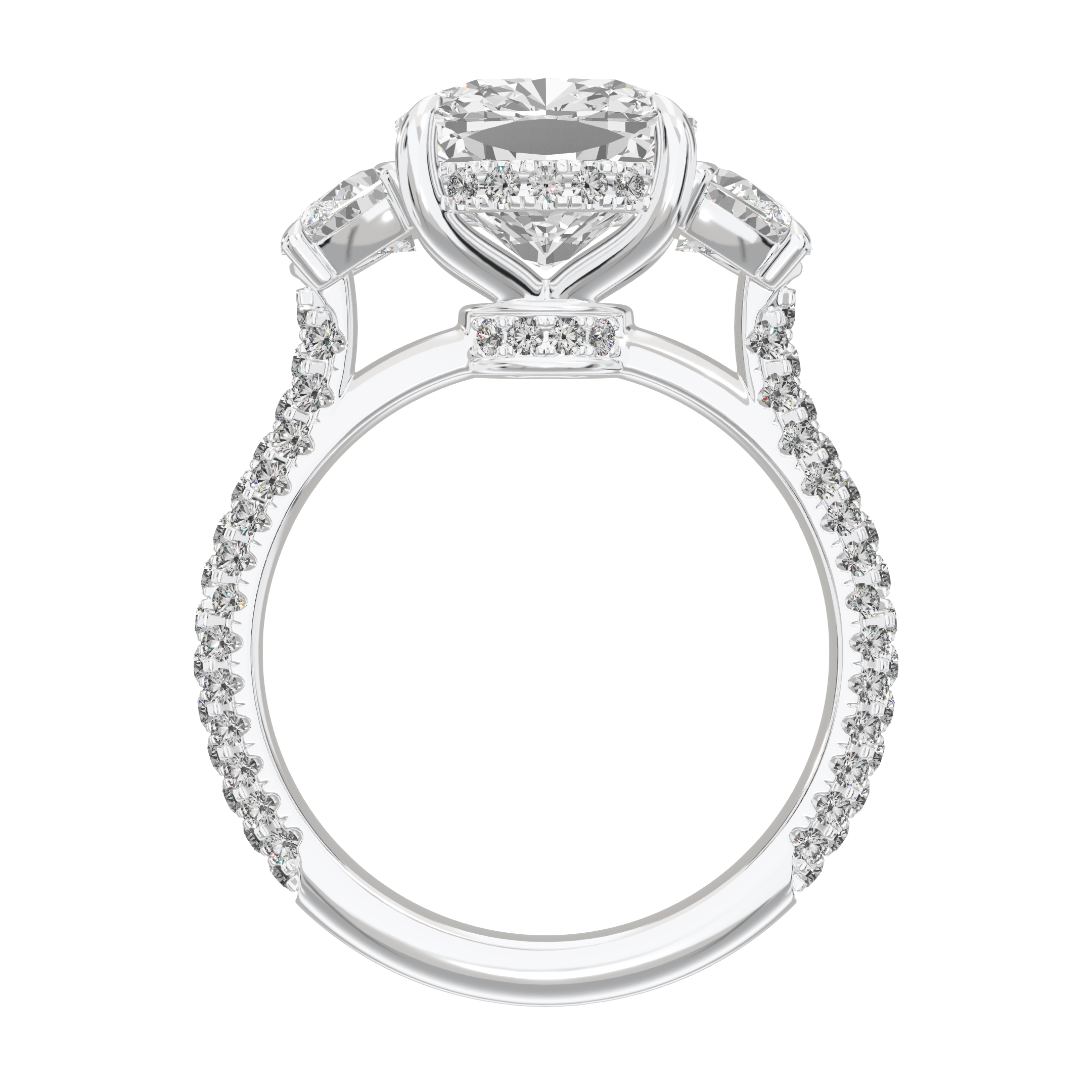 Lume Cushion Three-Stone Ring