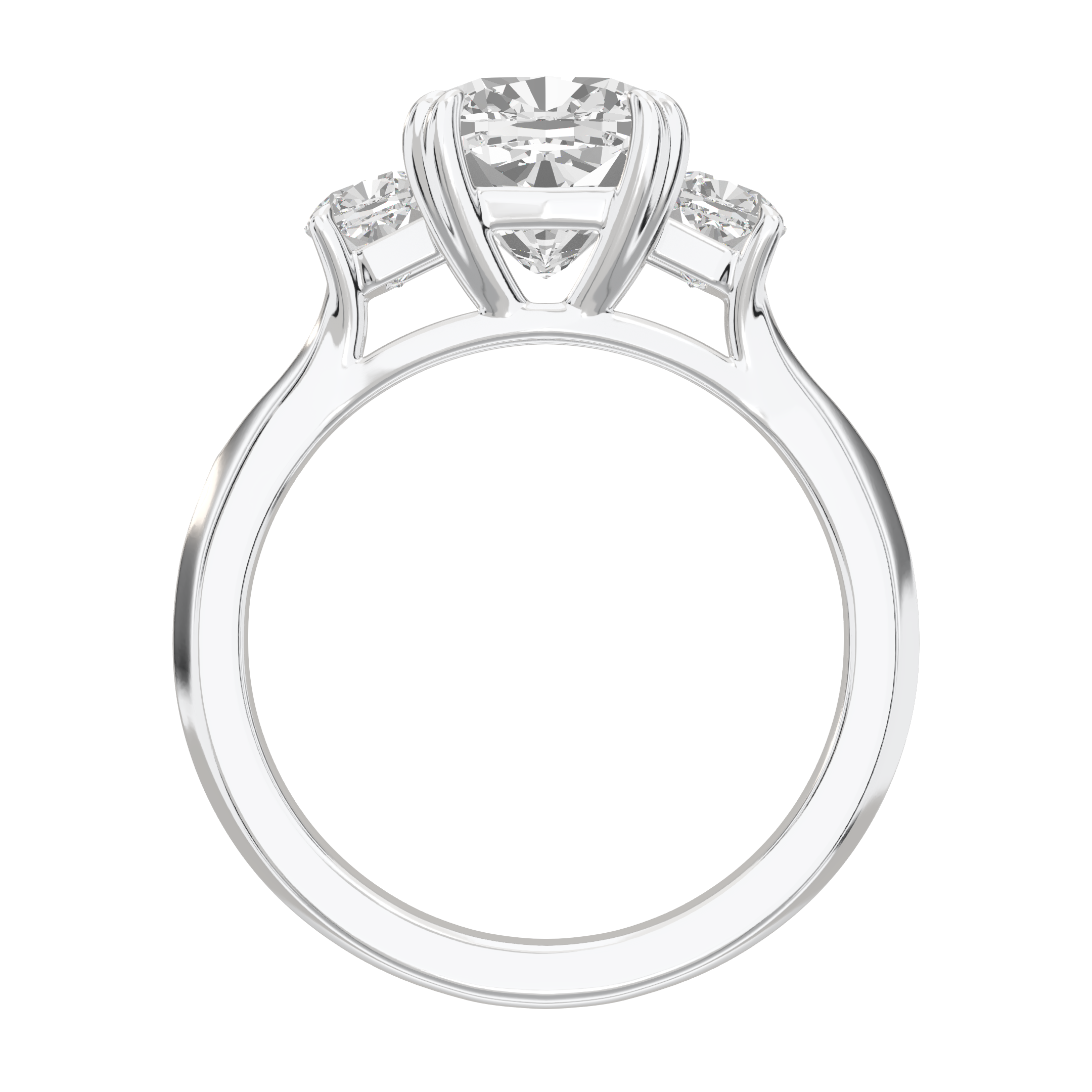 Eve Cushion Three Stone Classic Engagement Ring