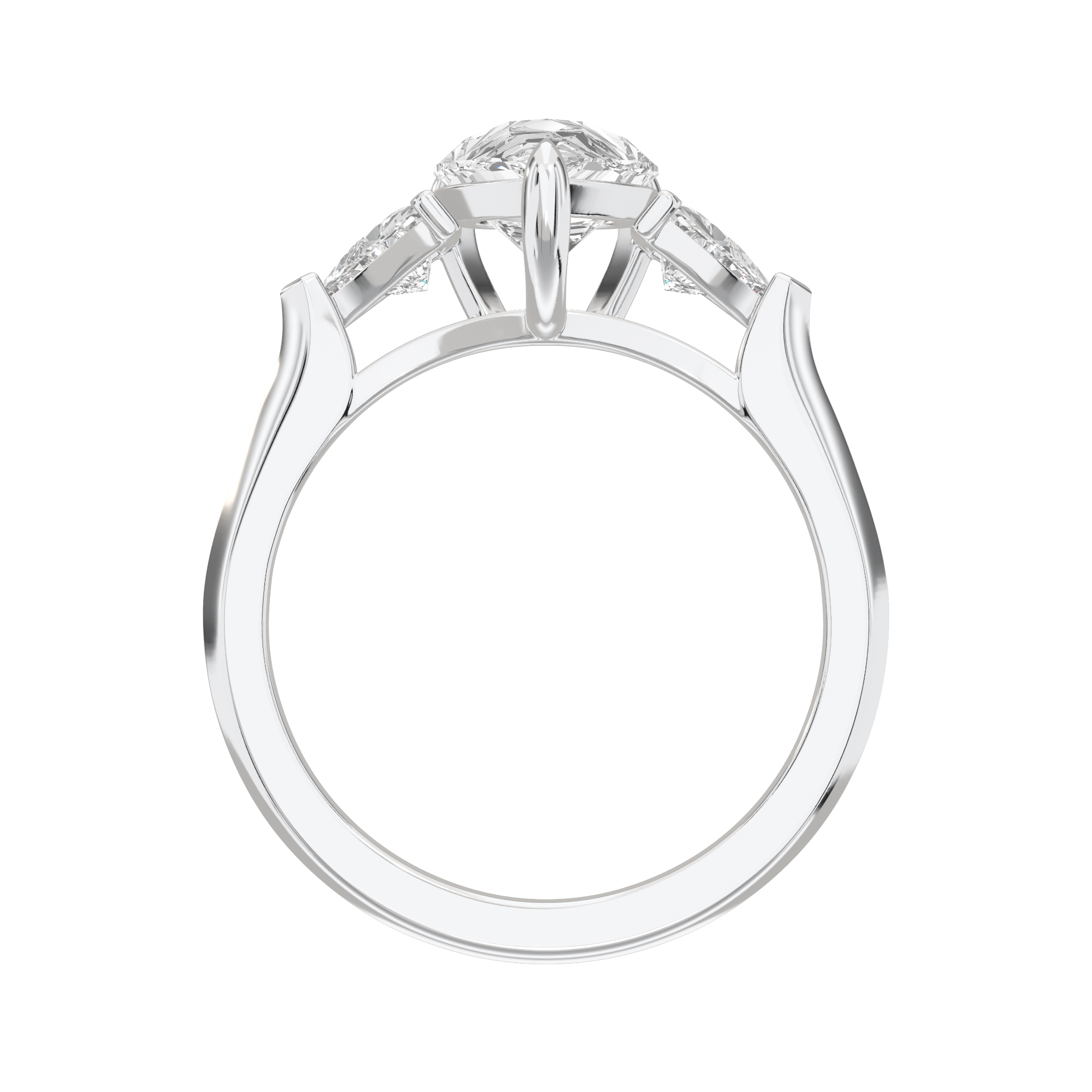 Eve Pear Claw Prong Three-Stone Ring