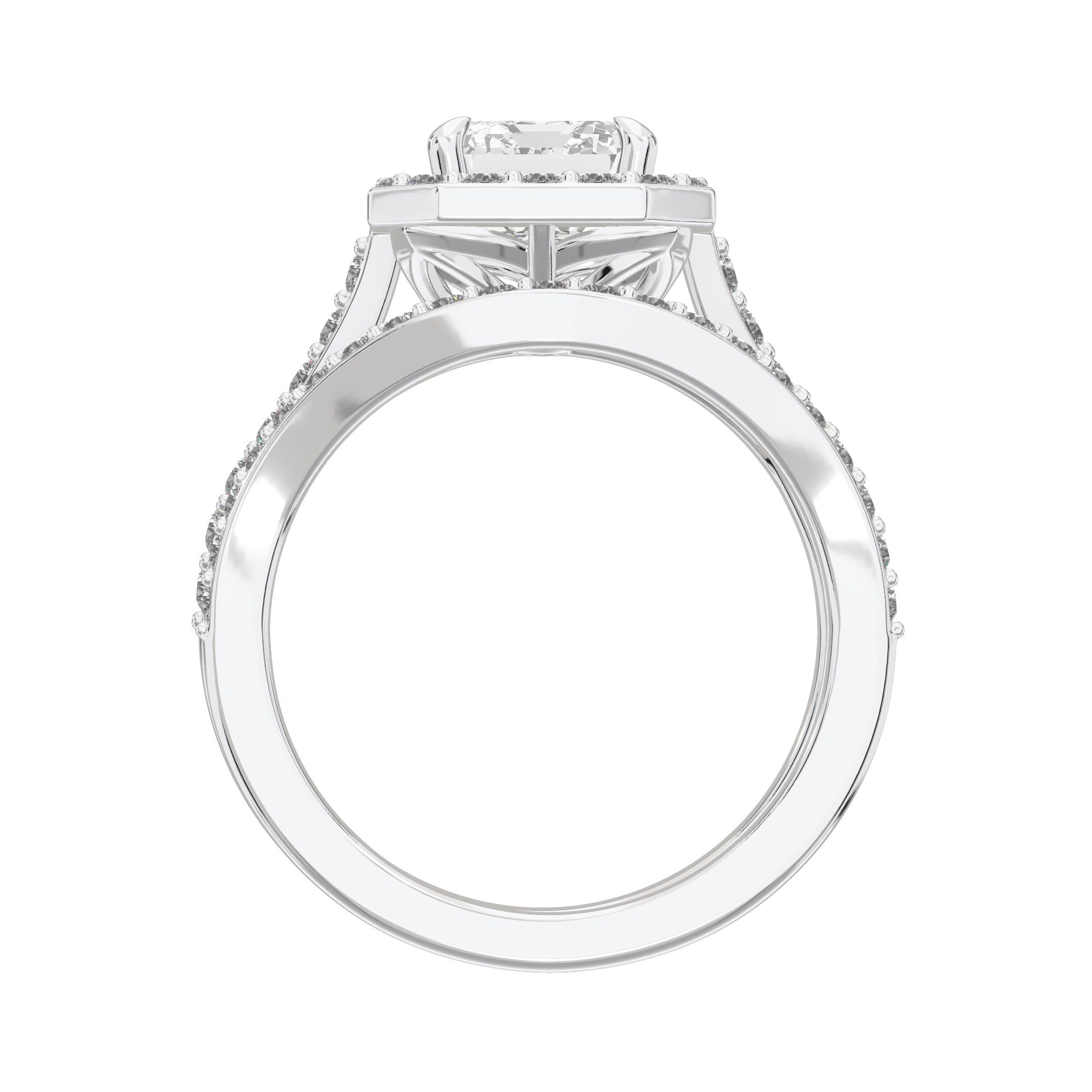Iris Emerald Accented Halo Bridal Set
