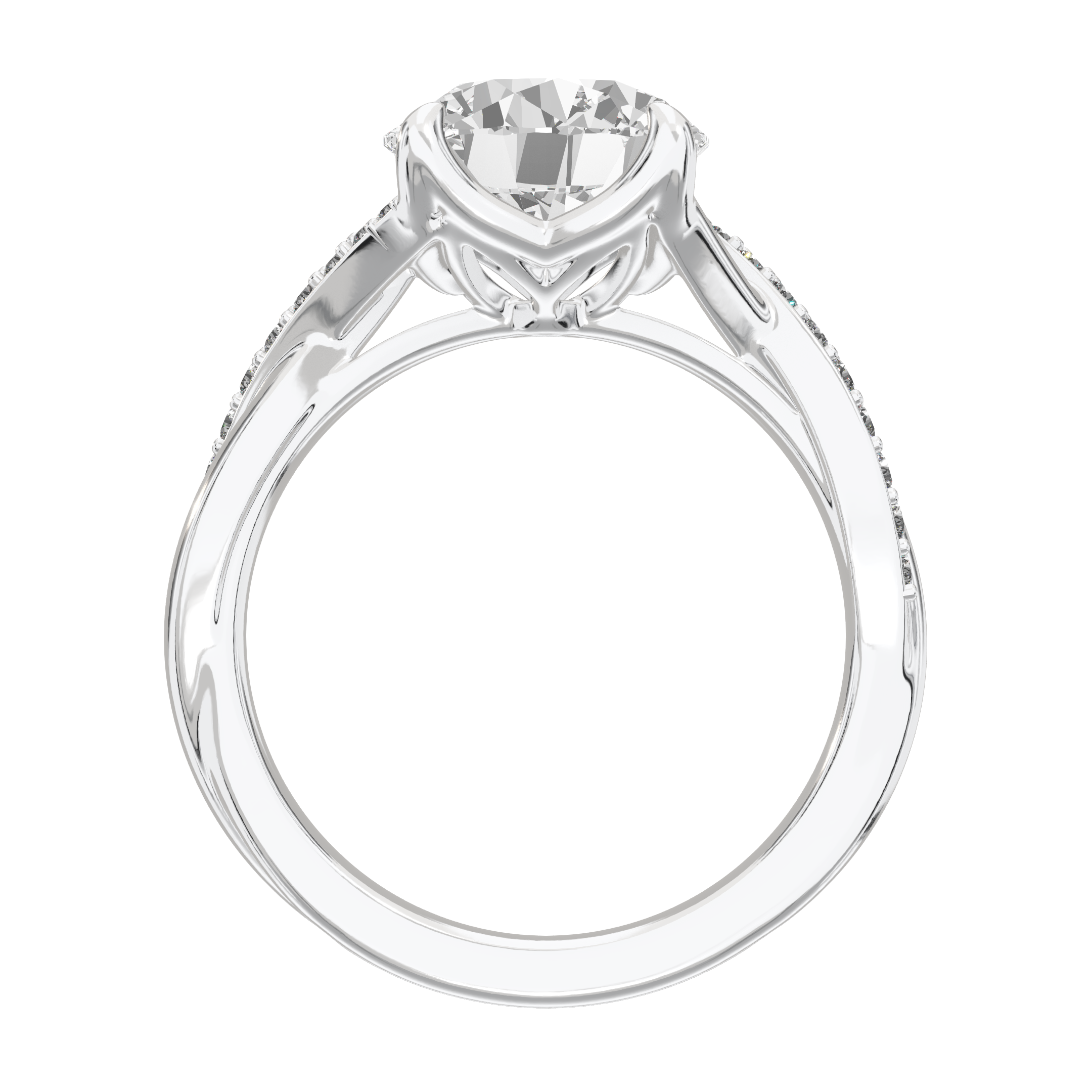 Eve Round Twisted Side-Stone Engagement Ring