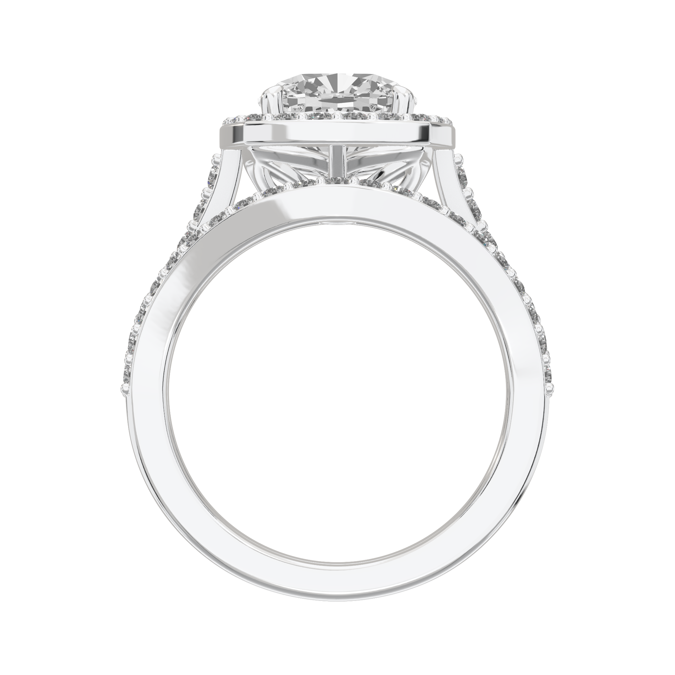 Iris Cushion Accented Halo Bridal Set