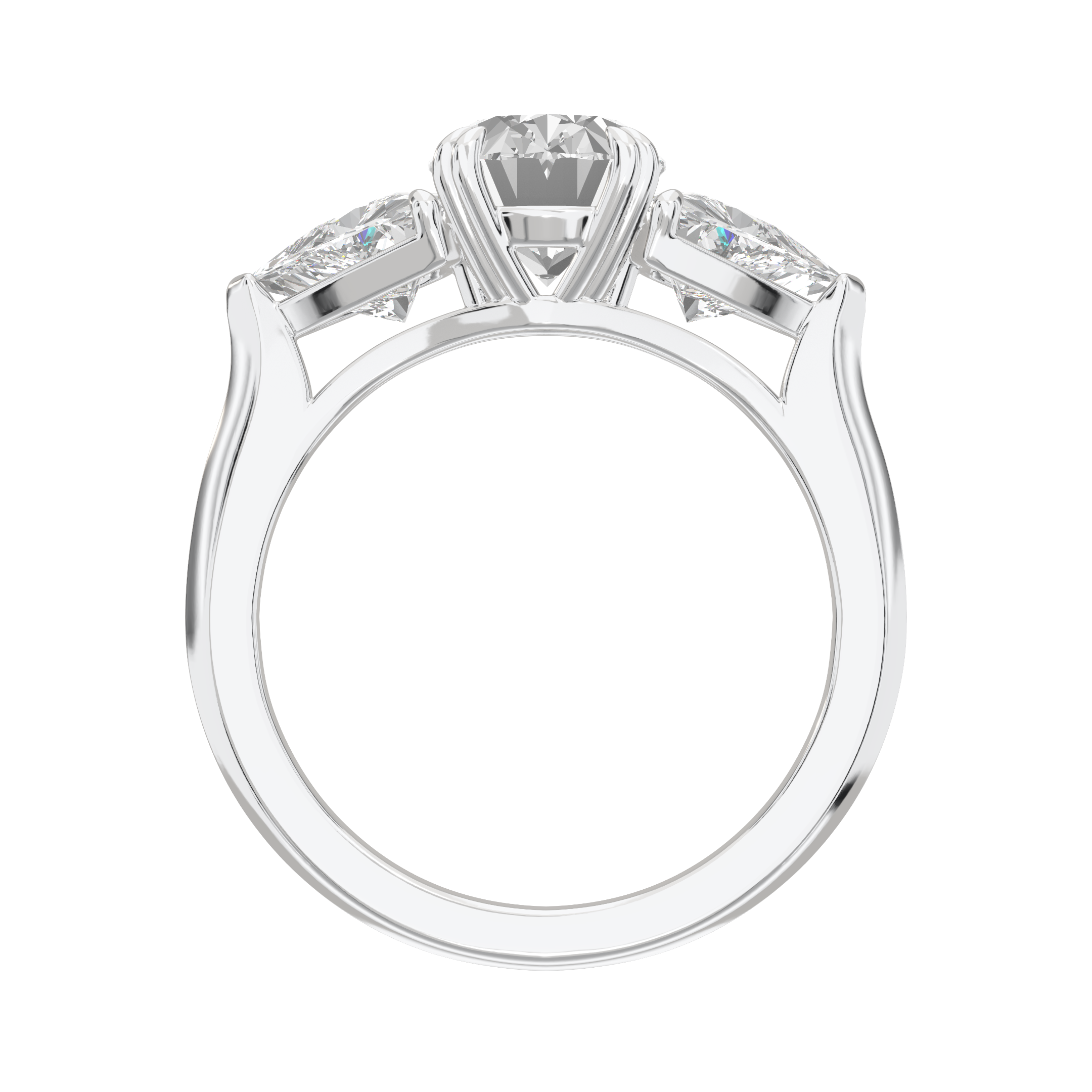 Eve Oval Claw Prong Three-Stone Ring