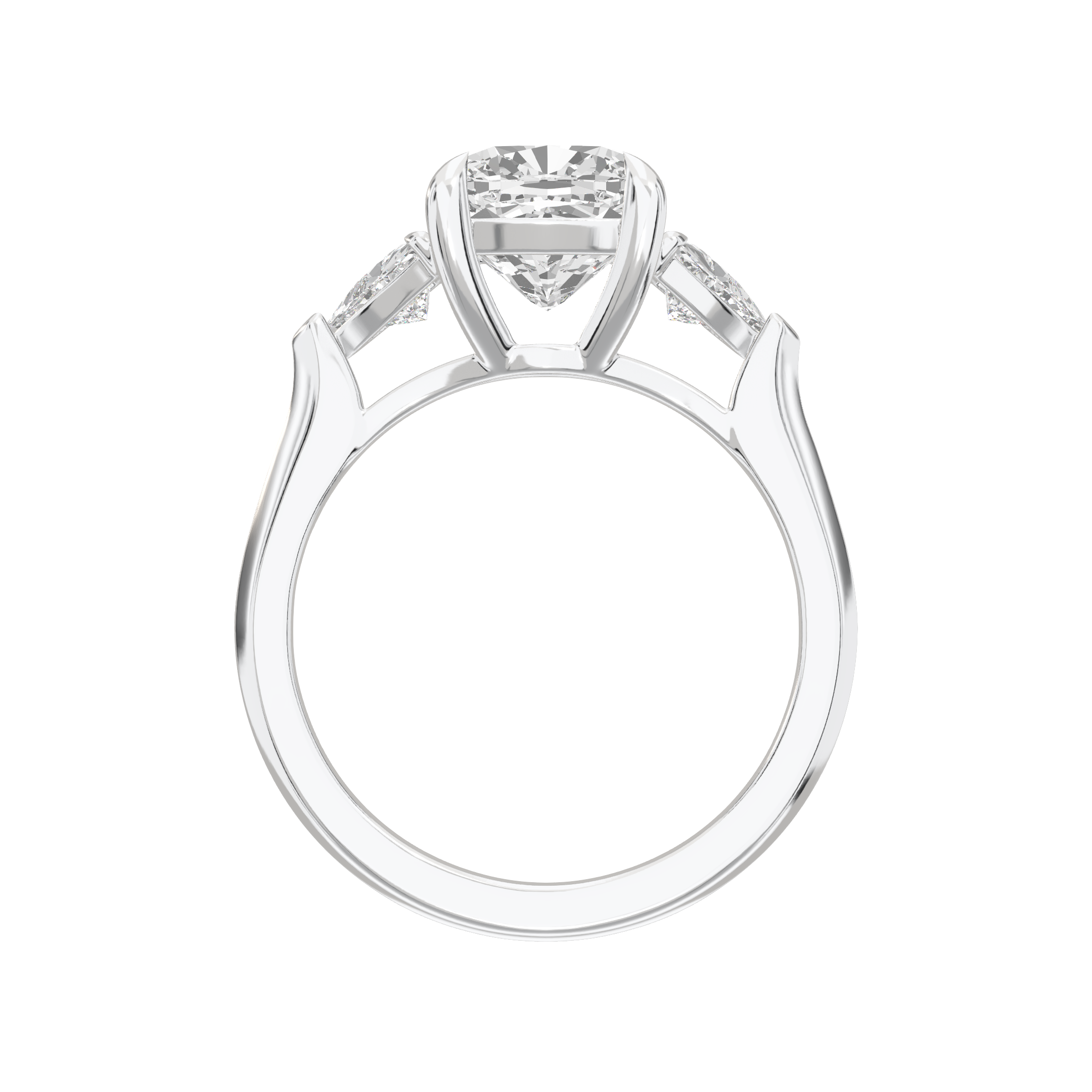 Eve Cushion Claw Prong Three-Stone Ring