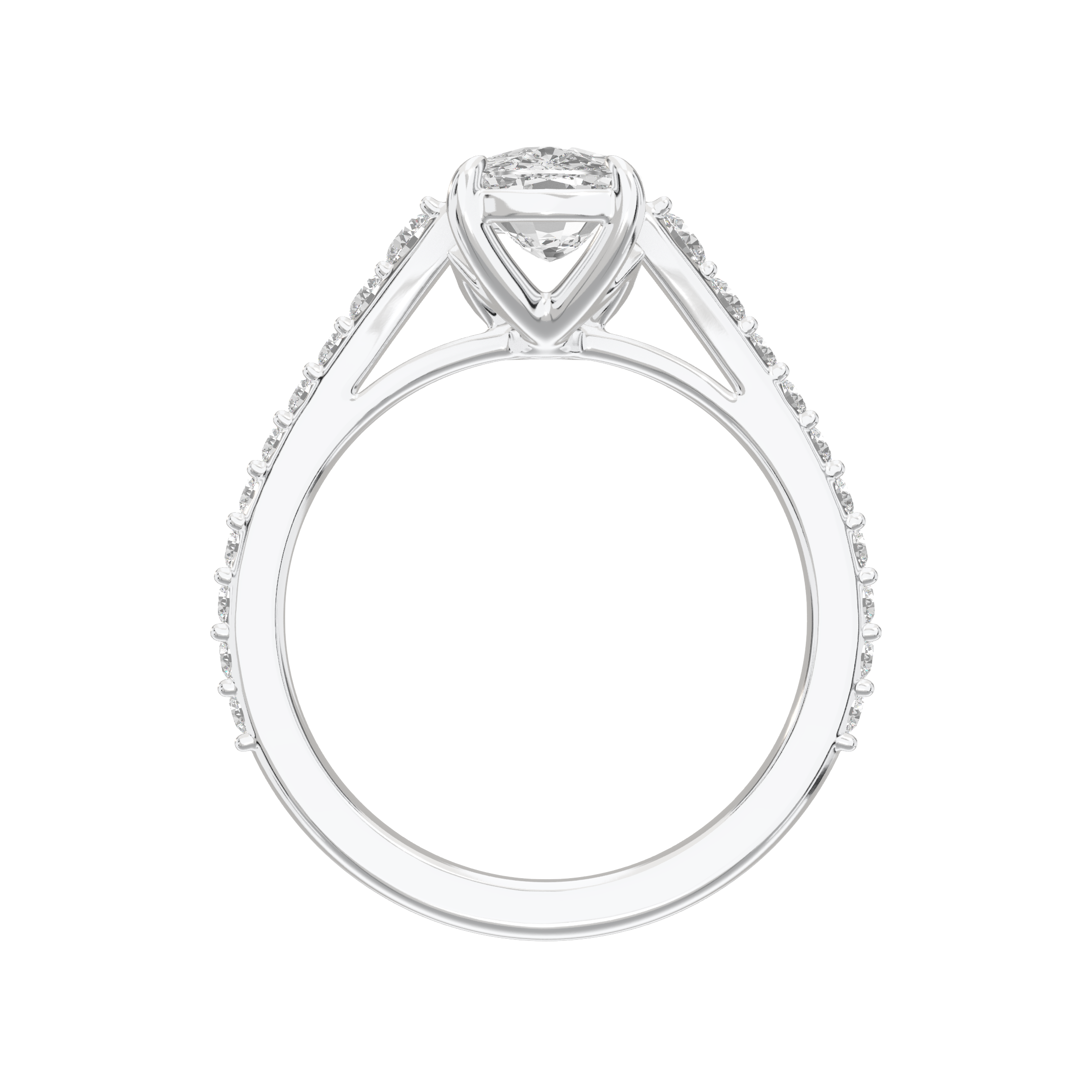 Eve Elongated Cushion Graduated Side-Stone Engagement Ring