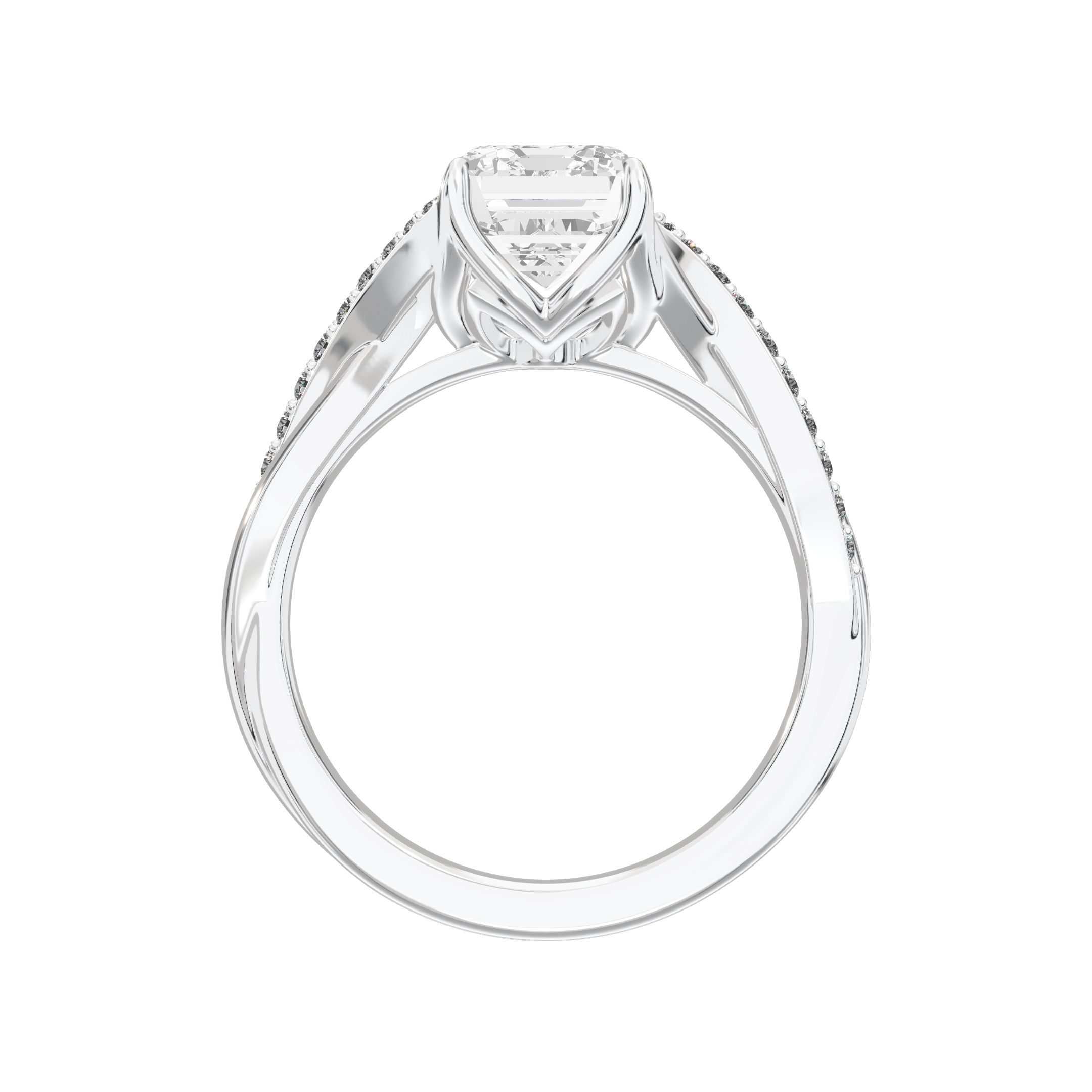 Eve Emerald Twisted Side-Stone Engagement Ring