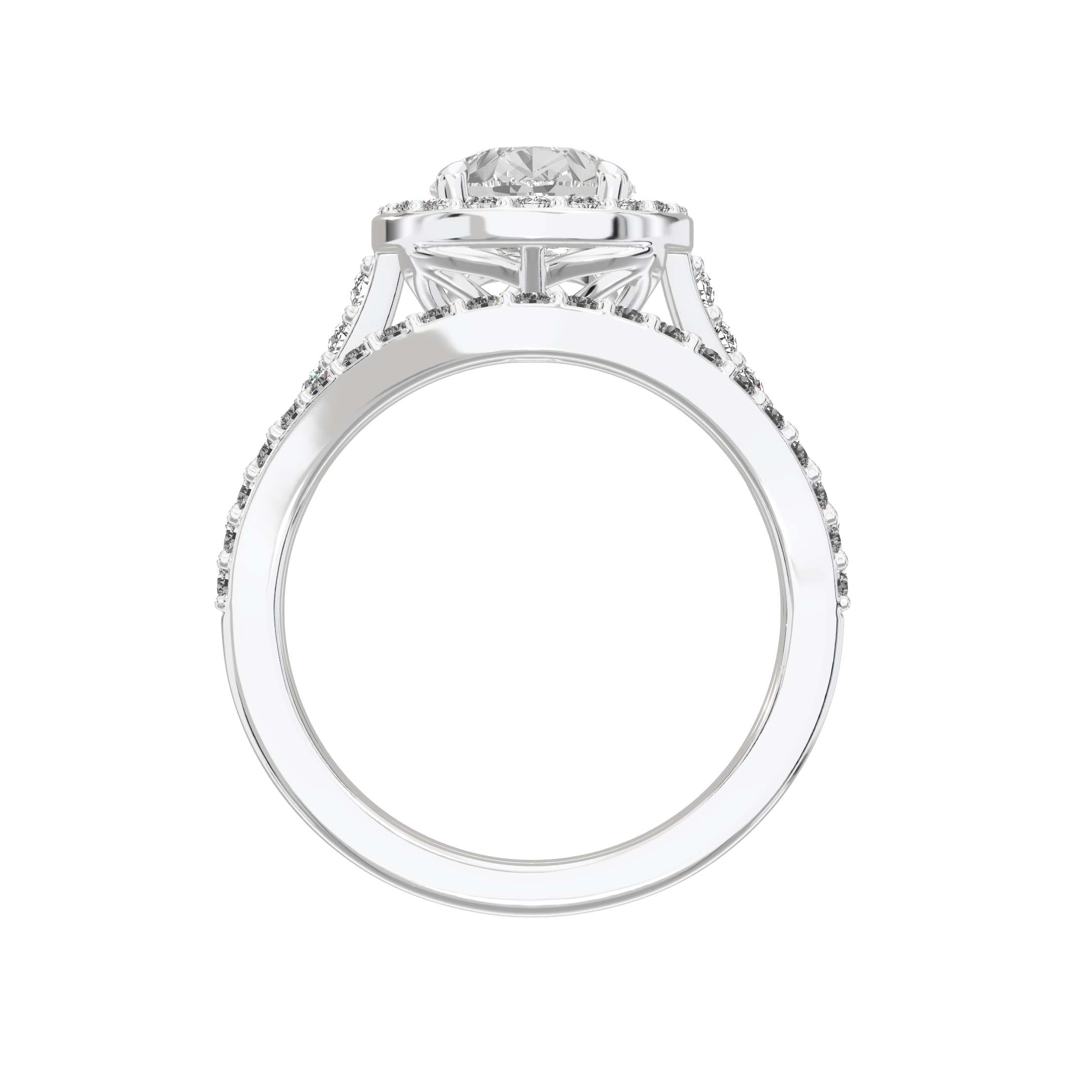 Iris Pear Accented Halo Bridal Set