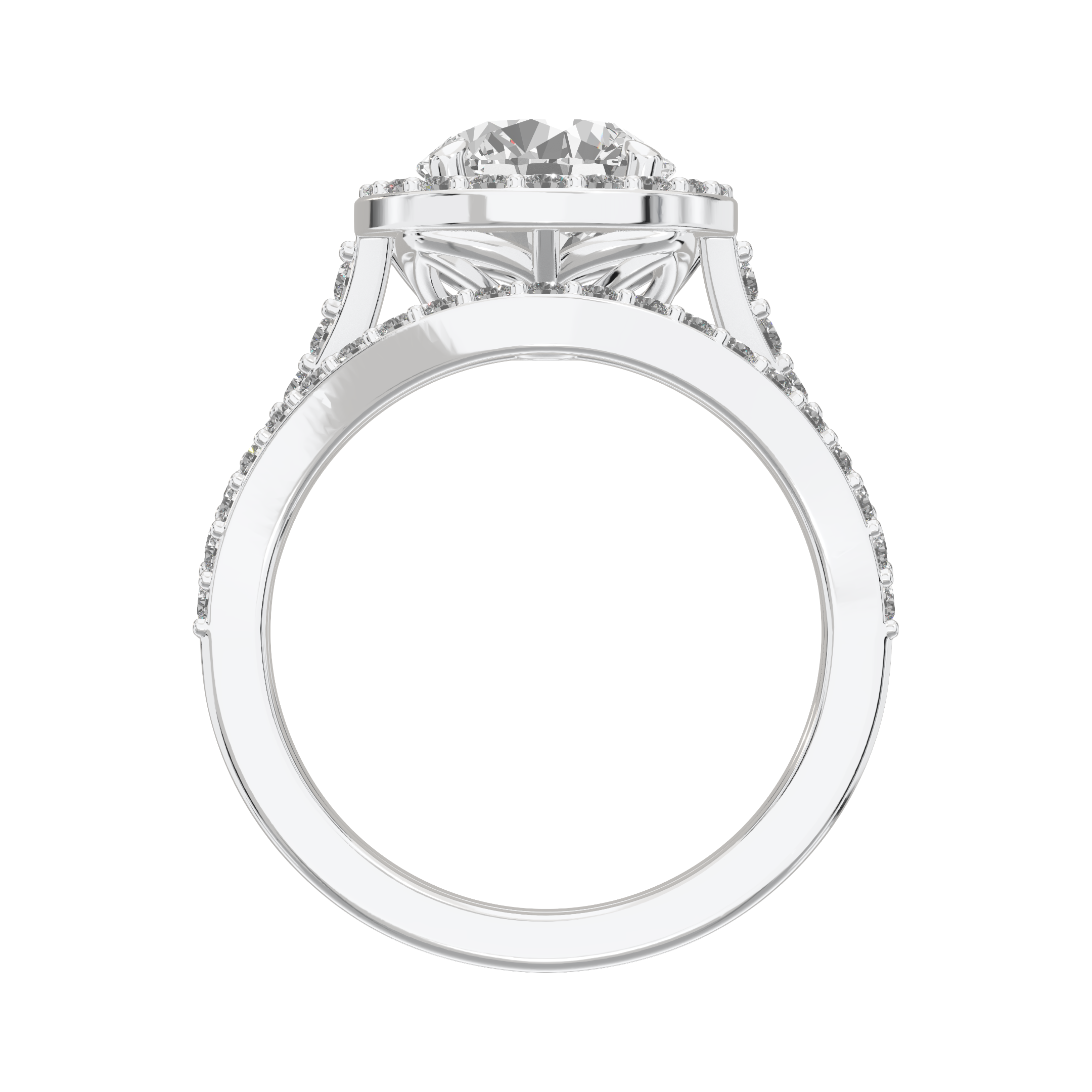 Iris Round Accented Halo Bridal Set