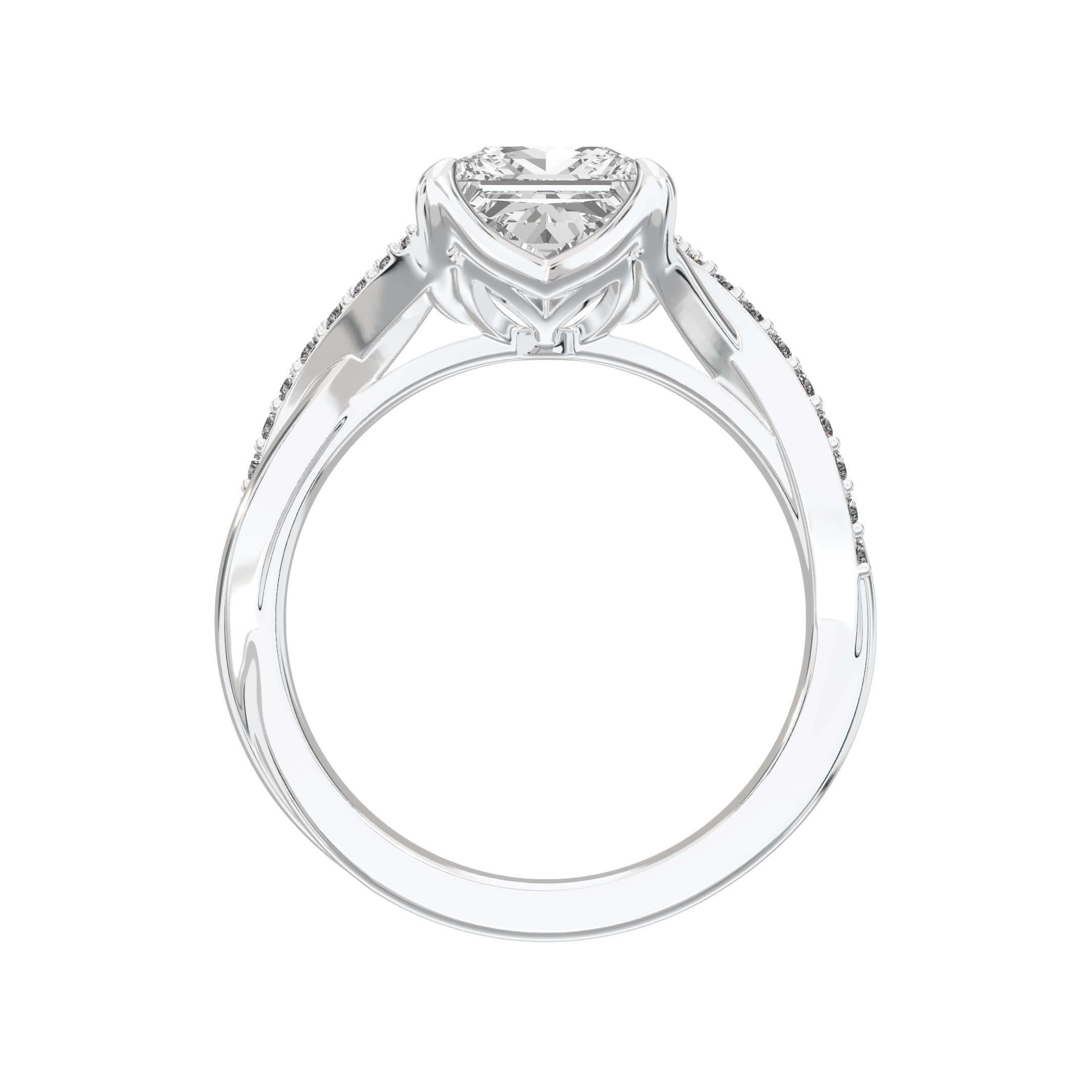 Eve Princess Twisted Side-Stone Engagement Ring