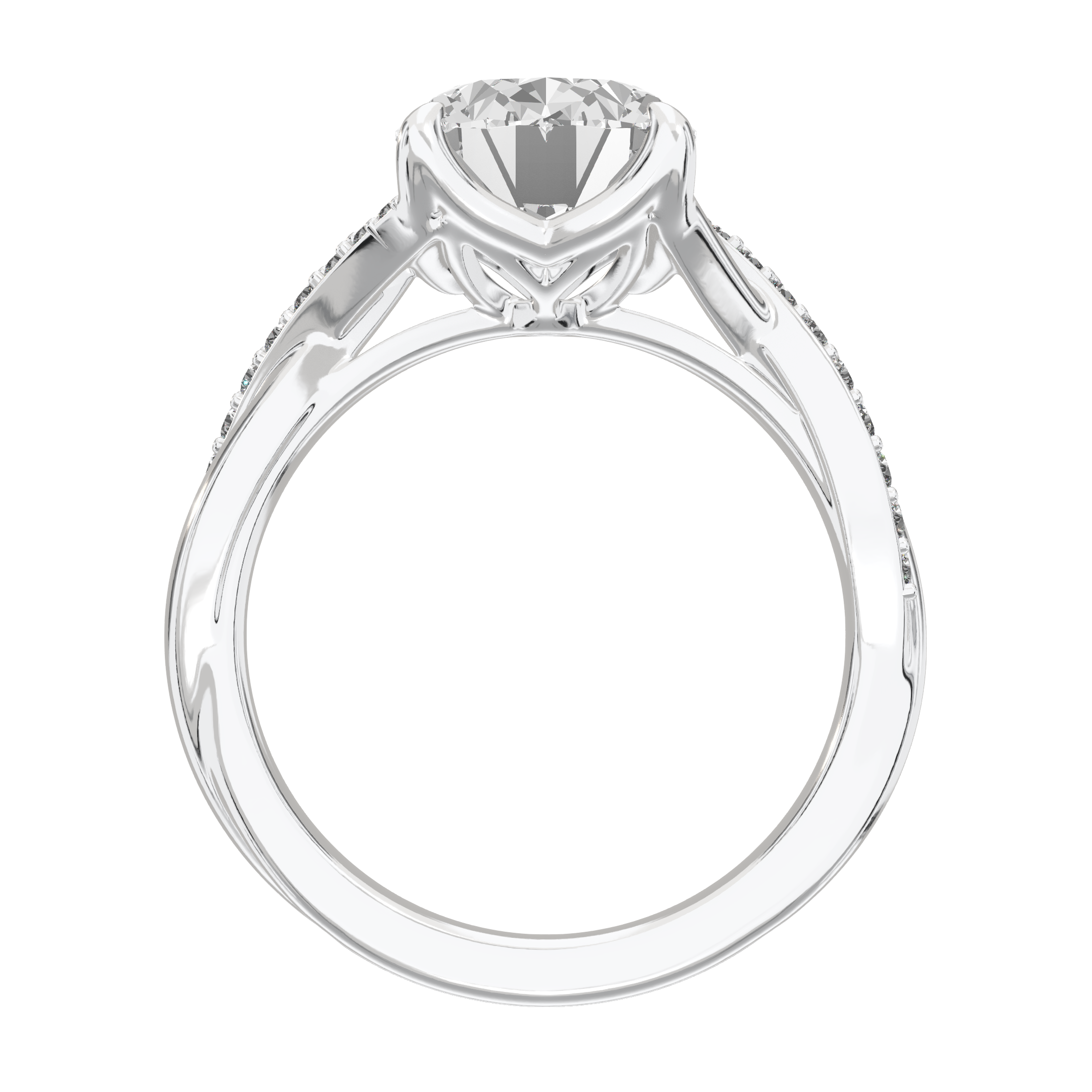 Eve Oval Twisted Side-Stone Engagement Ring