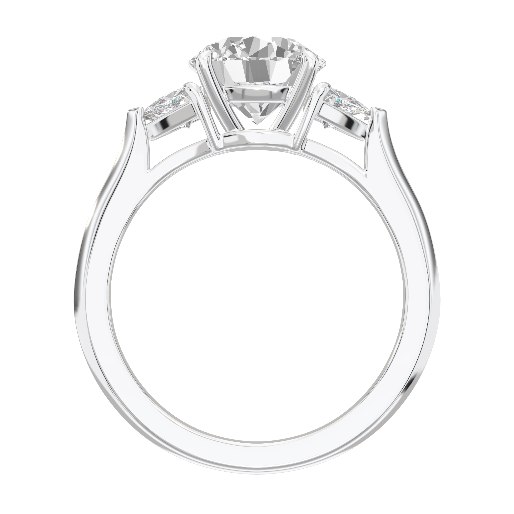Eve Round Brilliant Claw Prong Three-Stone Ring