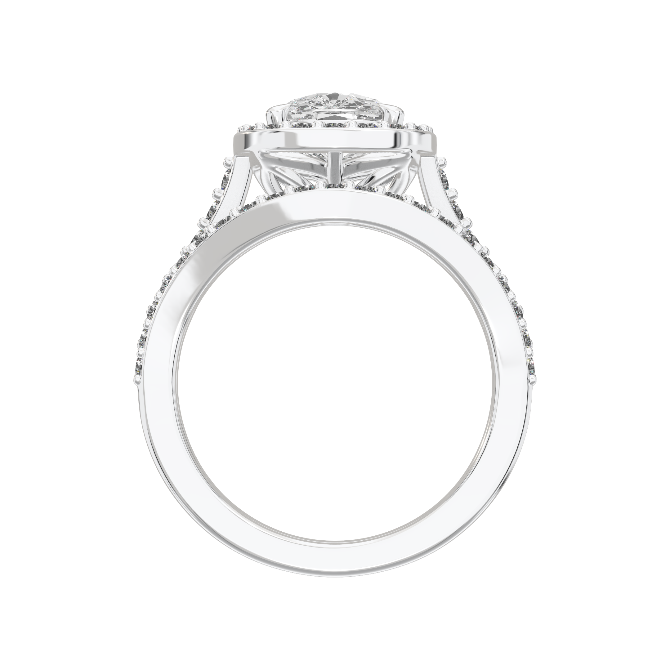 Iris Elongated Cushion Accented Halo Bridal Set