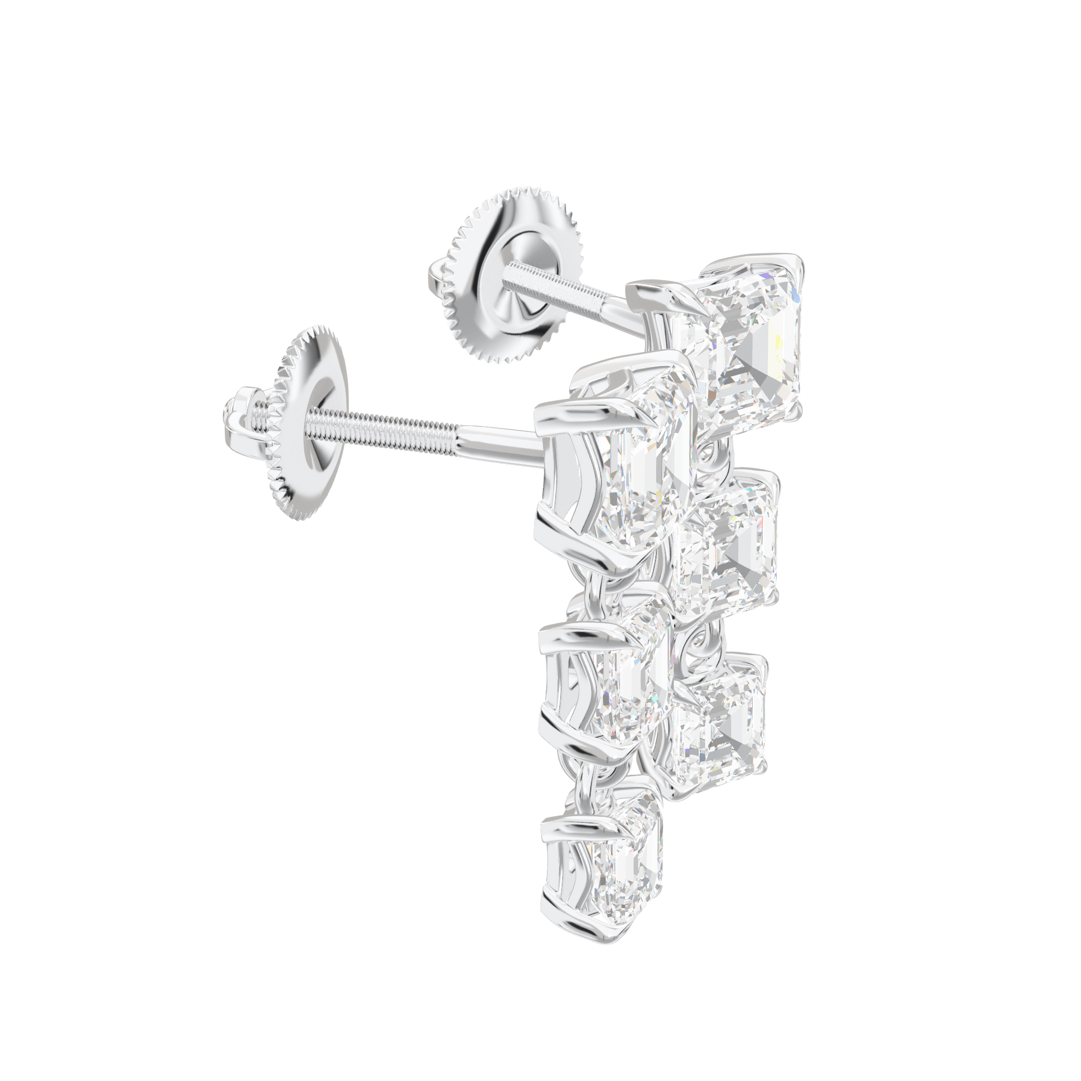 Aria Asscher Three-Stone Graduated Drop Earrings