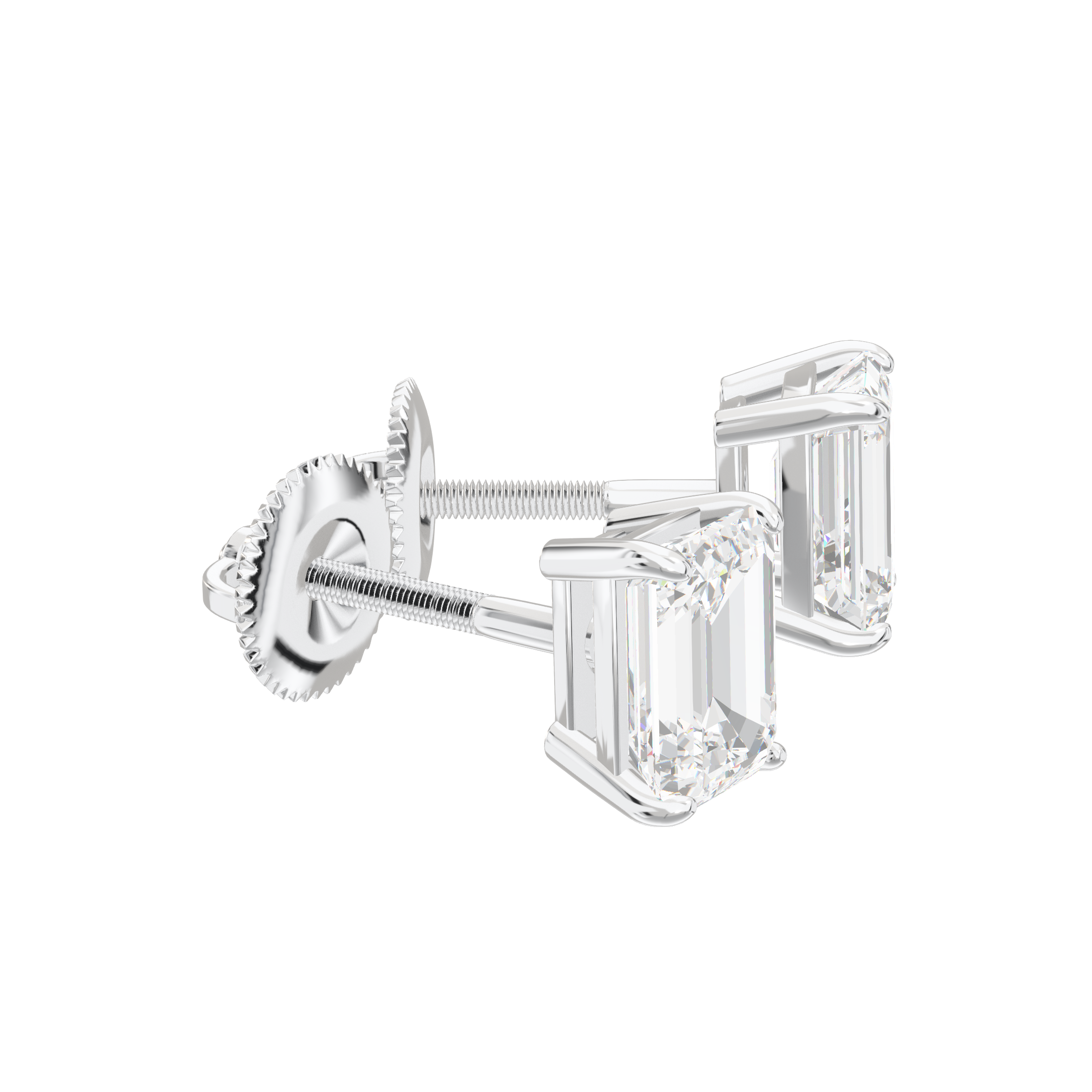 Eve Emerald Radiant Four-Prong Basket Stud 1 ct
