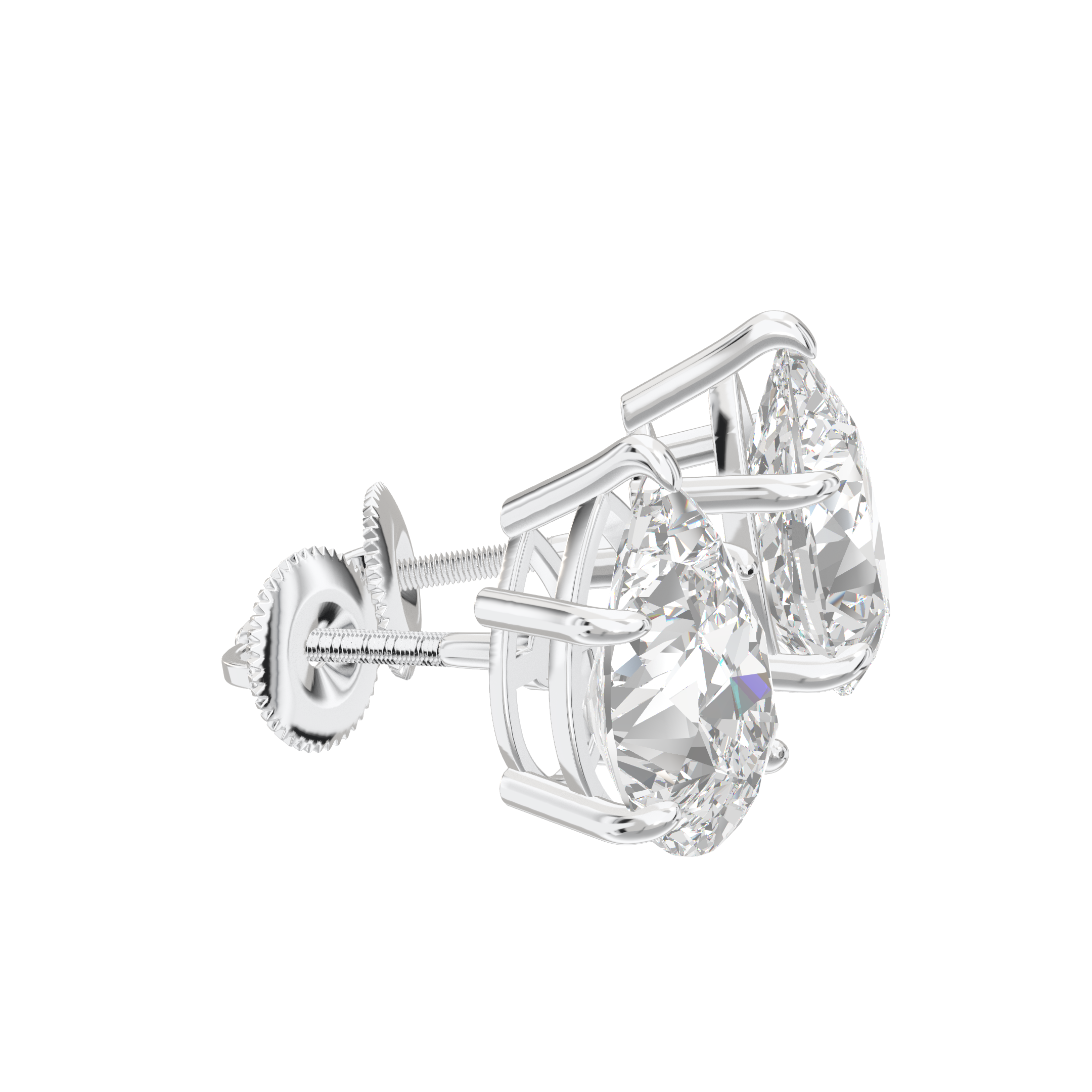 Eve Pear Radiant Three-Prong Martini Stud 3 ct