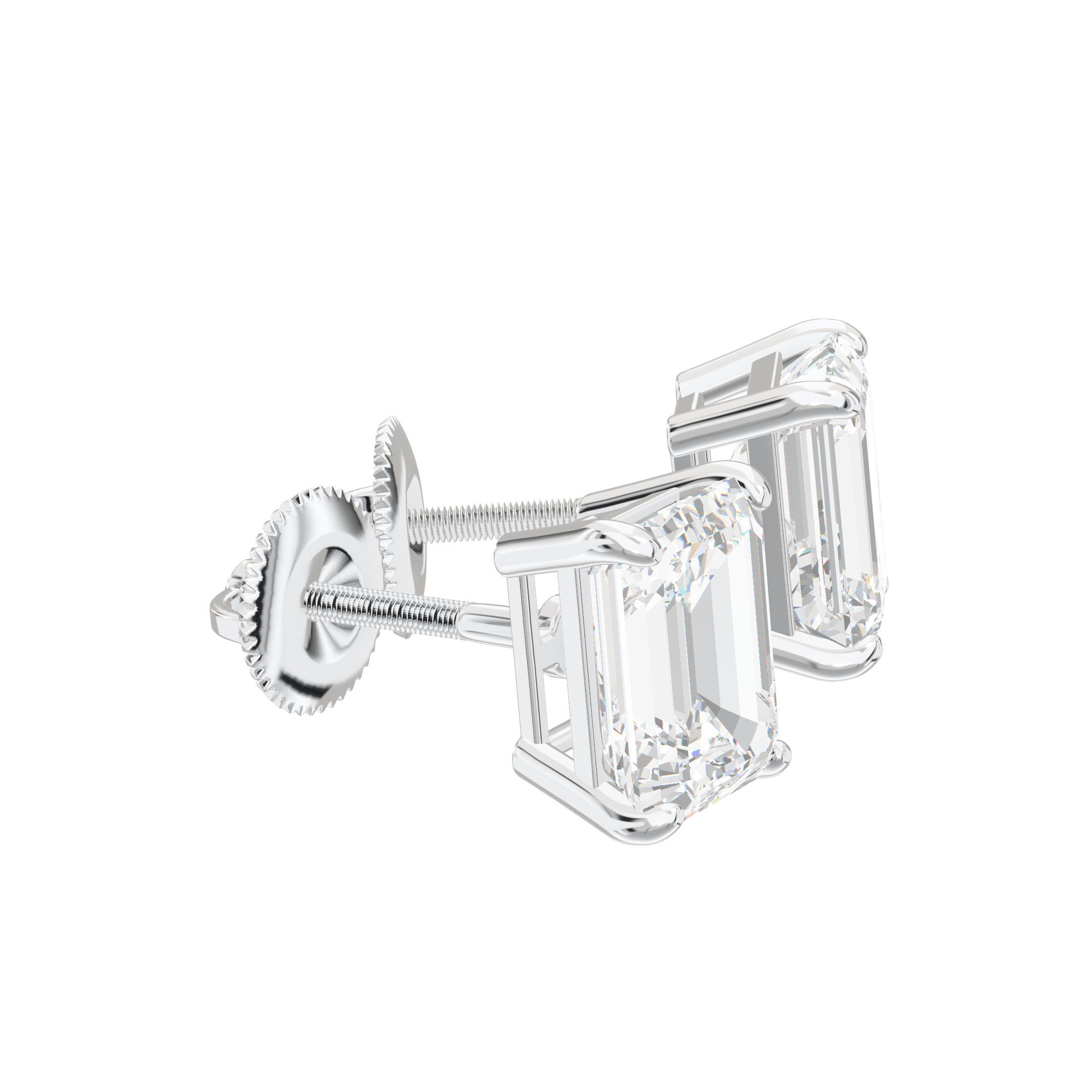 Eve Emerald Radiant Four-Prong Basket Stud 2 ct