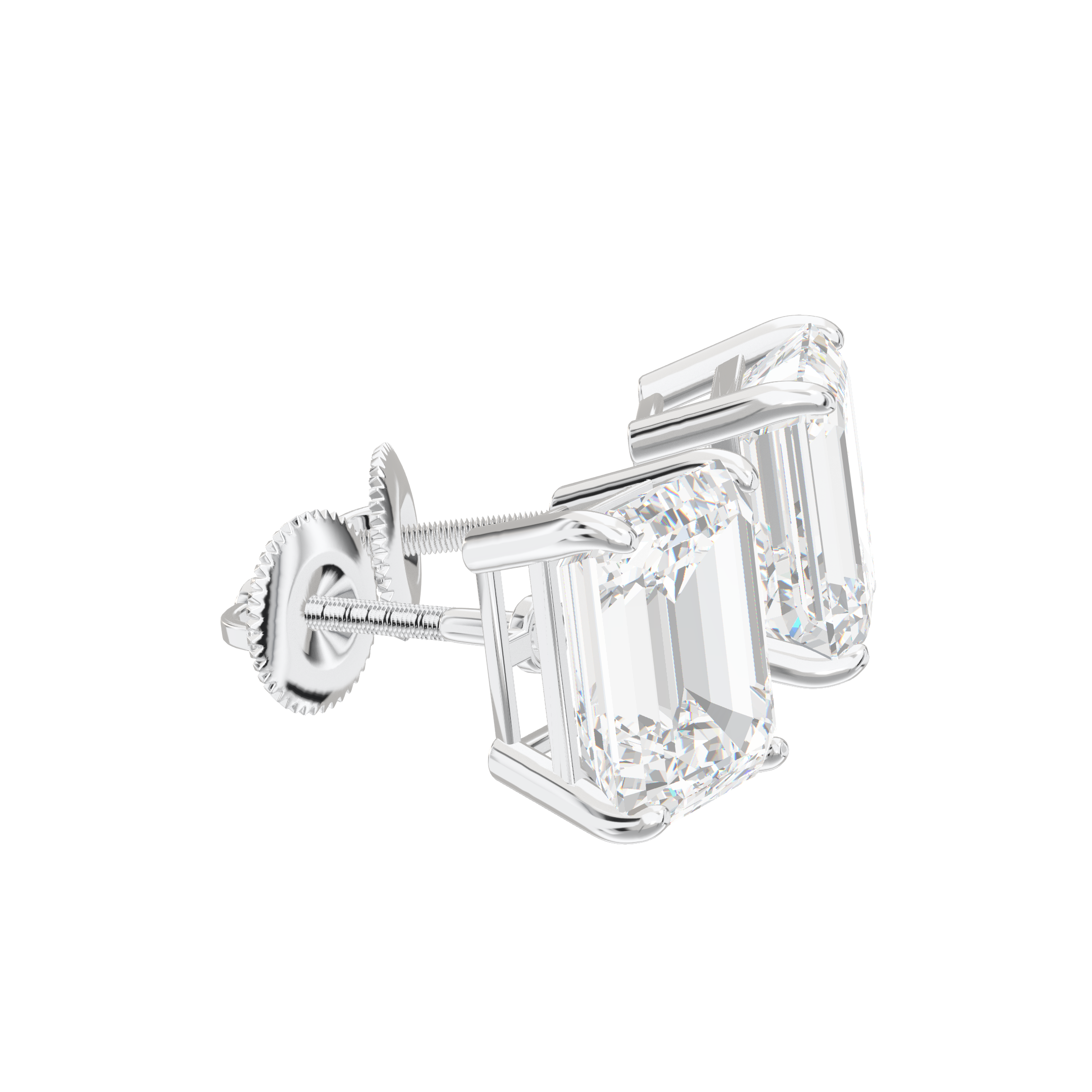 Eve Emerald Radiant Four-Prong Basket Stud 3 ct