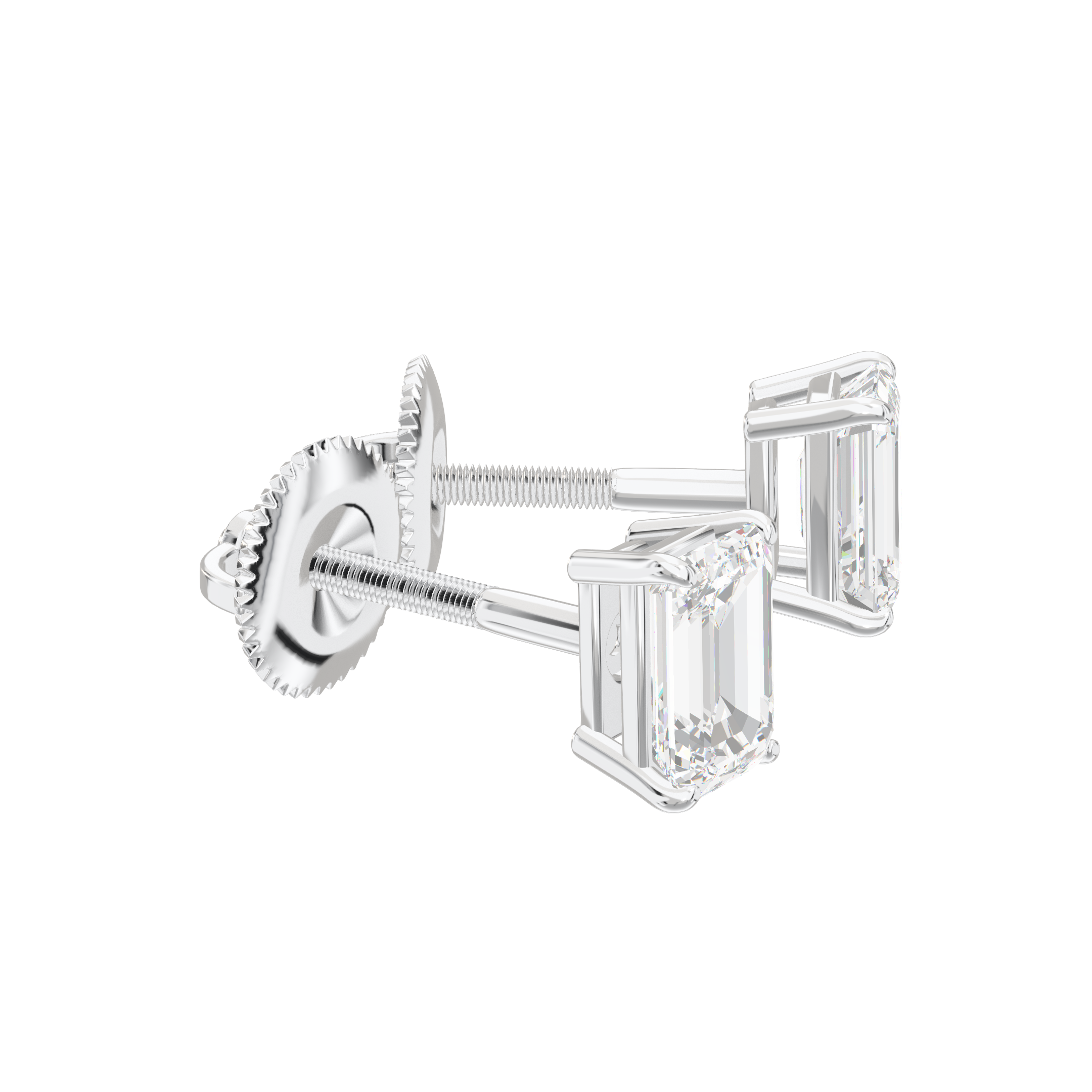 Eve Emerald Radiant Four-Prong Basket Stud 0.5 ct