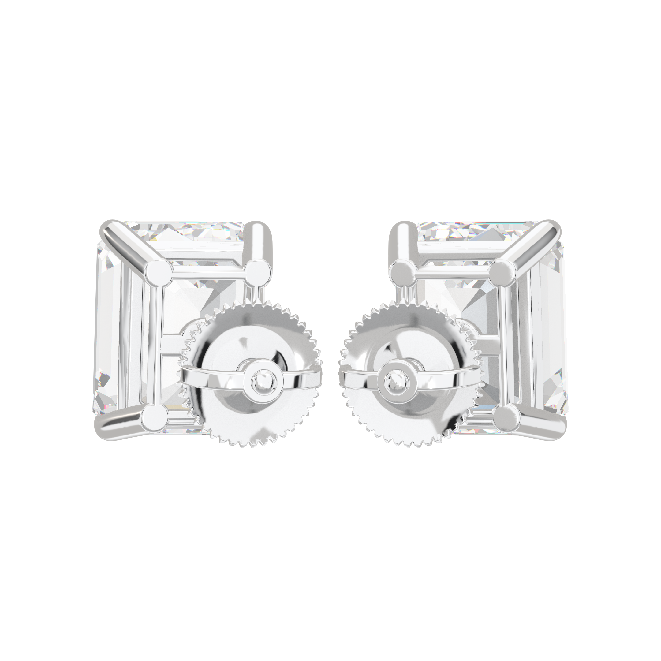 Eve Emerald Radiant Four-Prong Basket Stud 3 ct