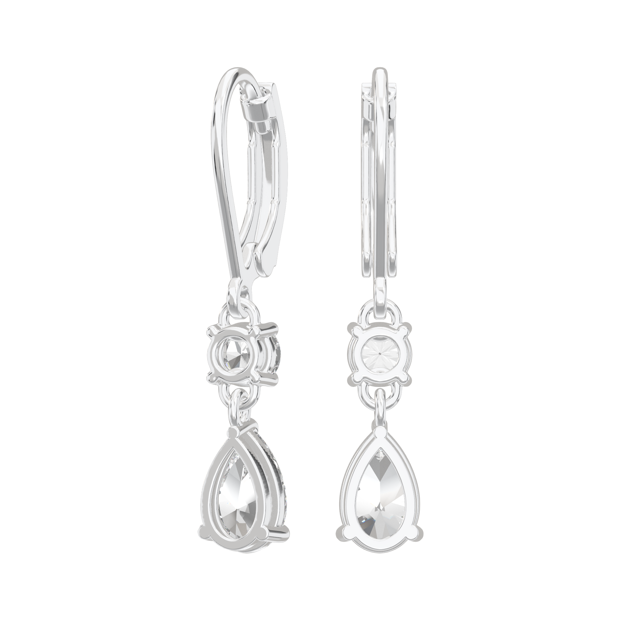 Aria Two Stone Classic Lback Drop Earrings