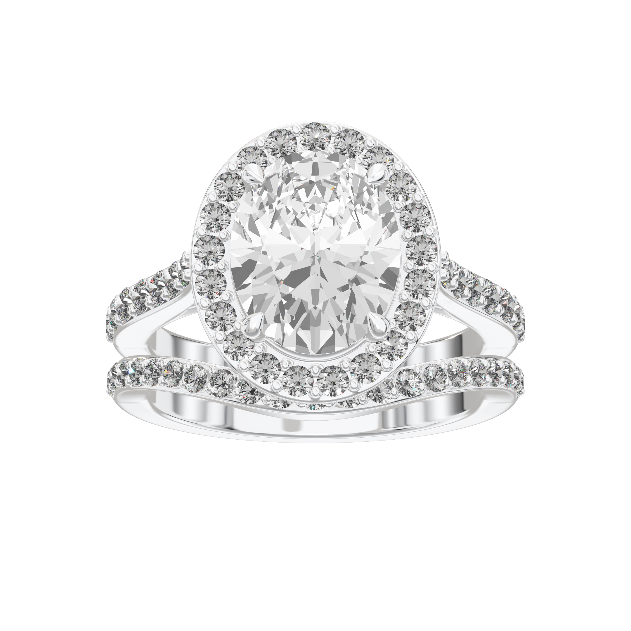 Iris Oval Accented Halo Bridal Set